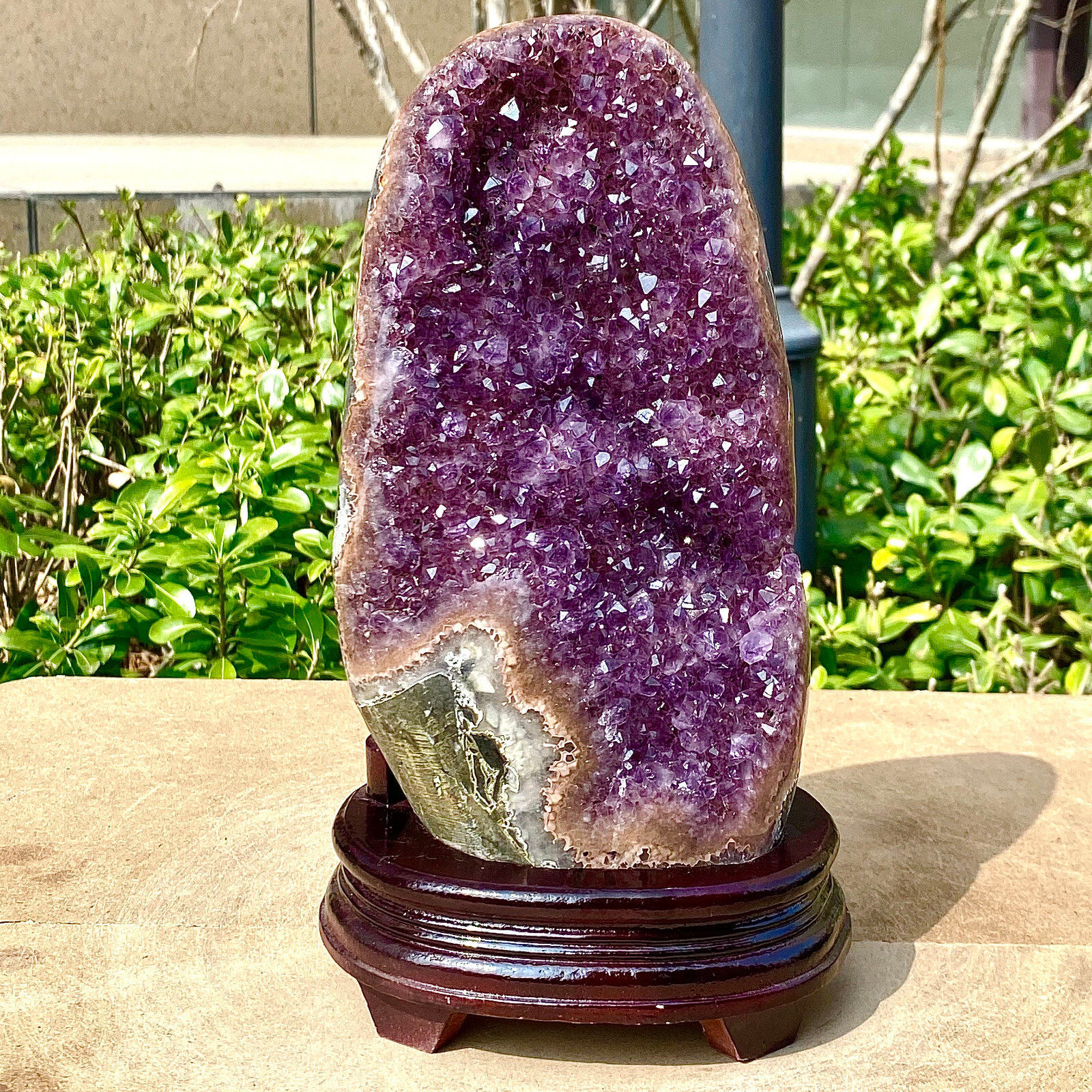 9.22LB Natural Uruguayan Amethyst Quartz Cave Geode Crystal Healing+base