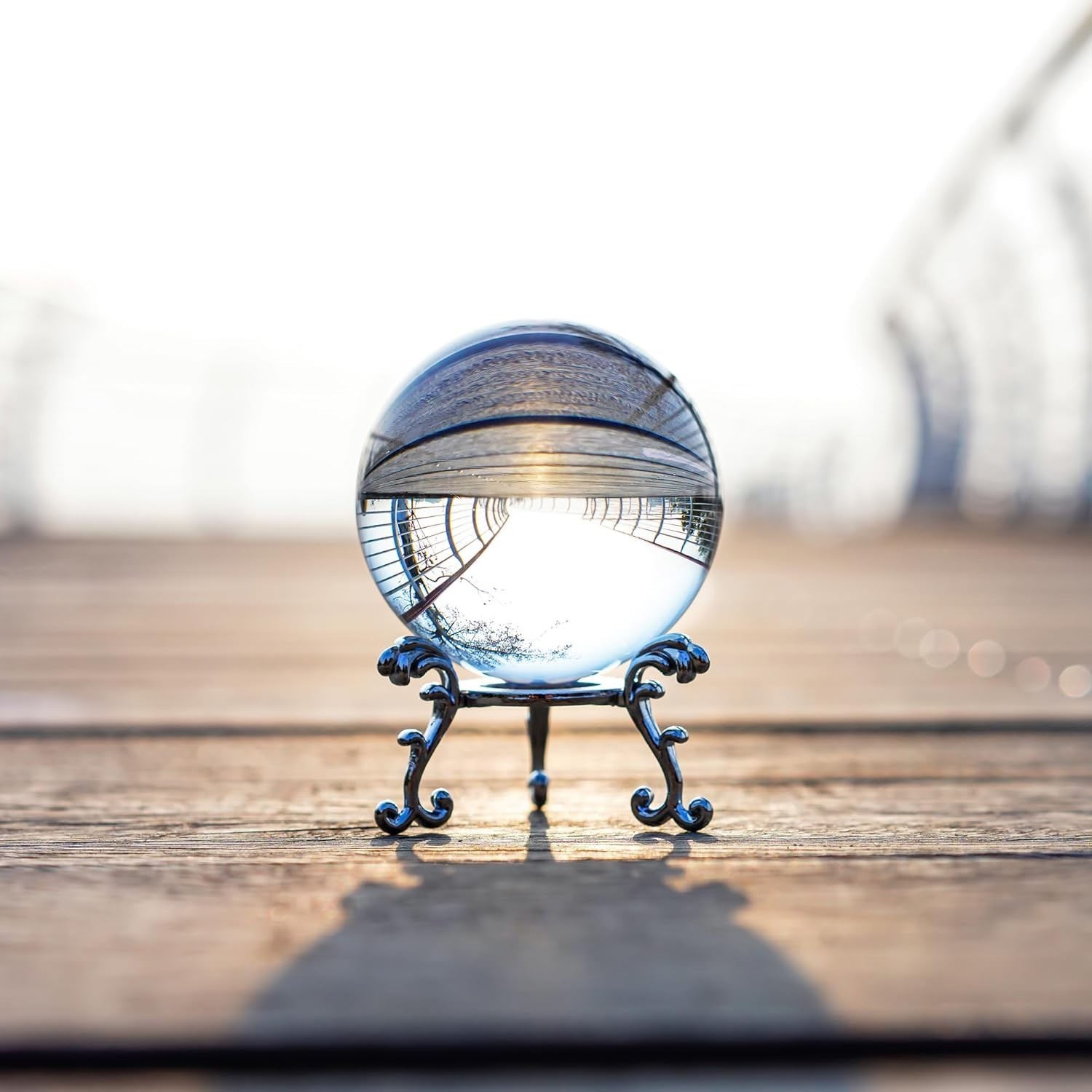 2.3in Sparkling Clear Crystal Ball with Stand 60mm Handcrafted Photography Pr…