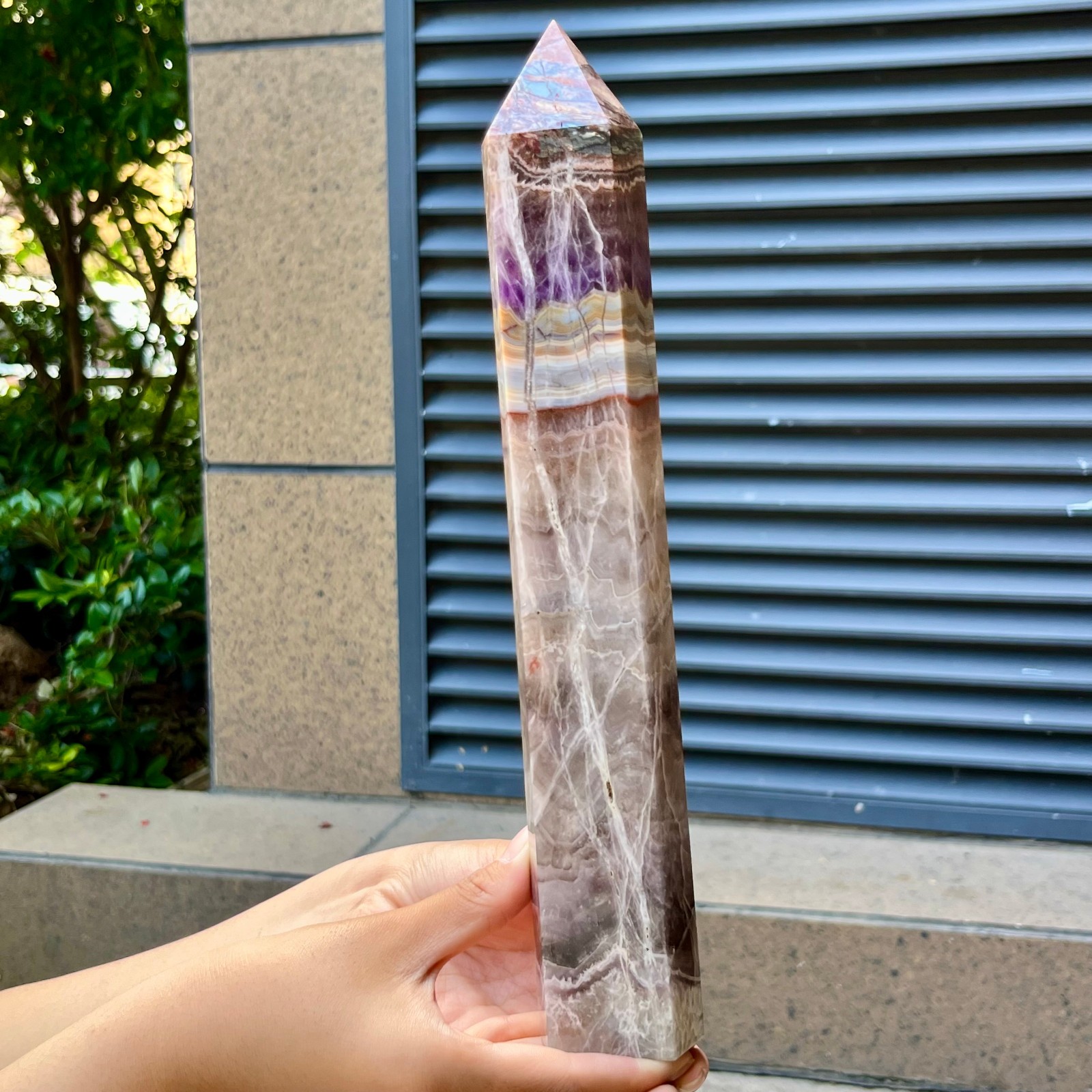 Amethyst Agate Natural Tower Purple Crystal Point Collectible Specimen 2.3 lb