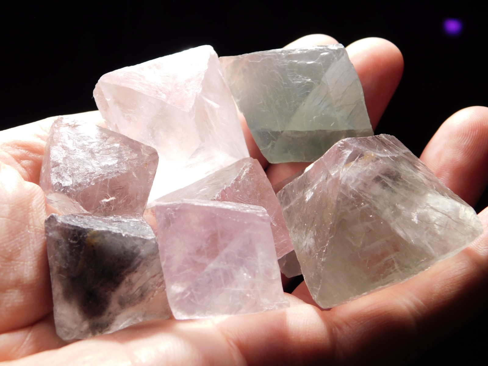 Big Lot of EIGHT! Translucent Octahedron FLUORITE Crystals From China 341gr