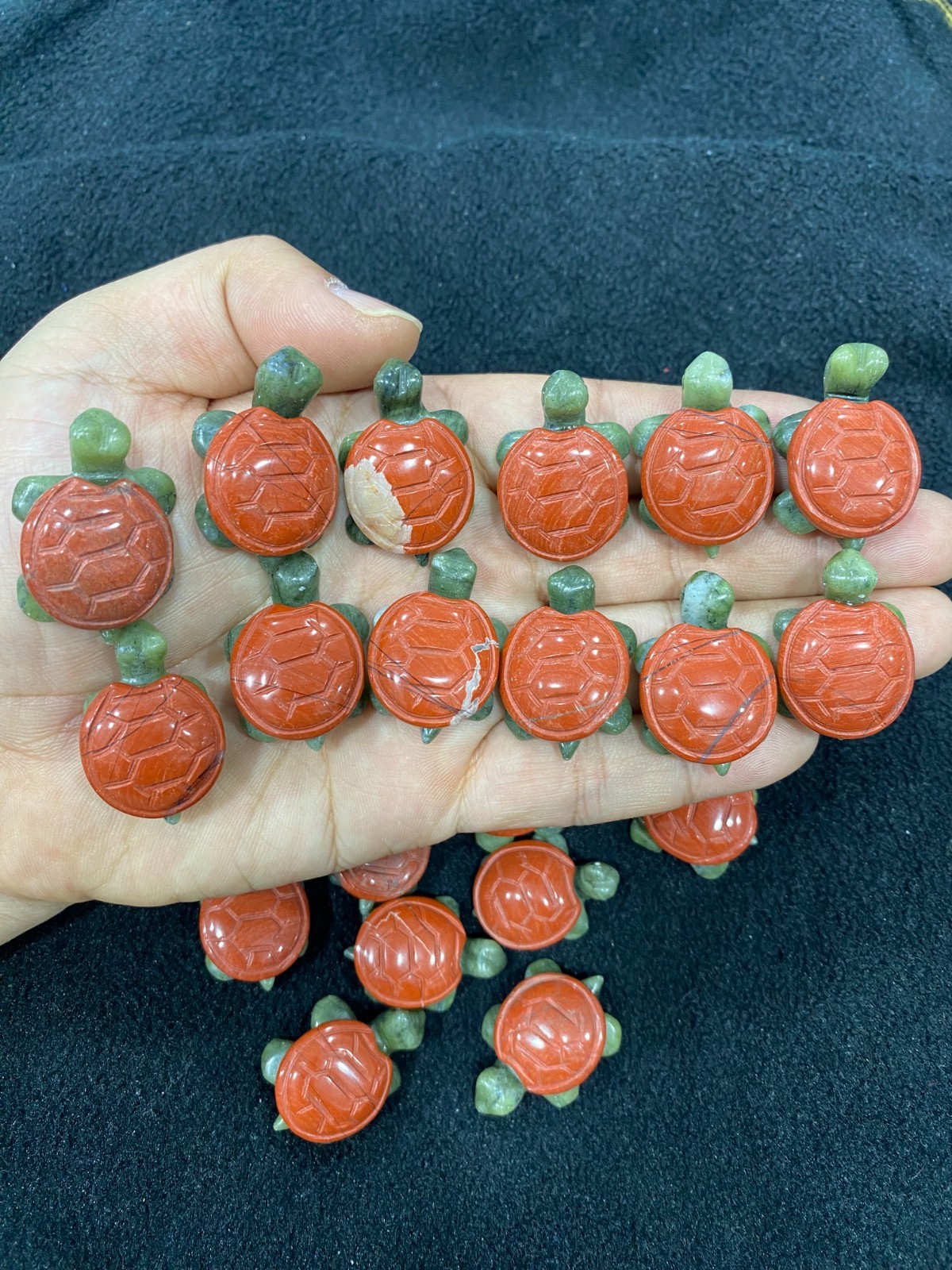 5pc Natural Red Jasper quartz crystal carved sea turtle skull reiki healing gift