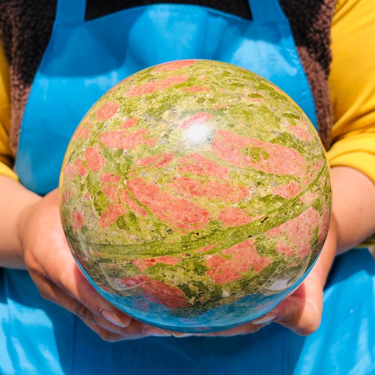 7.1LB Natural flower green treasure ball Sphere Crystal Healing Decor Ball