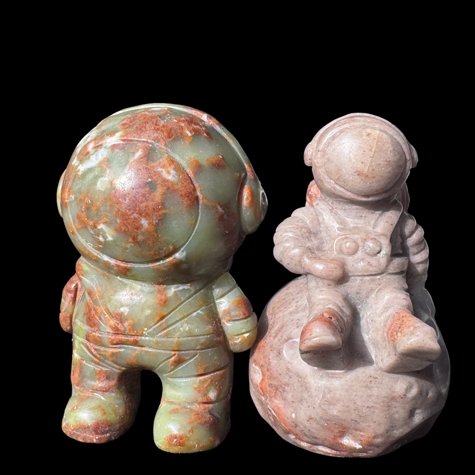 Space Astronaut Statue Set Modern Sci-Fi Home Office Shelf Decor Two Pieces