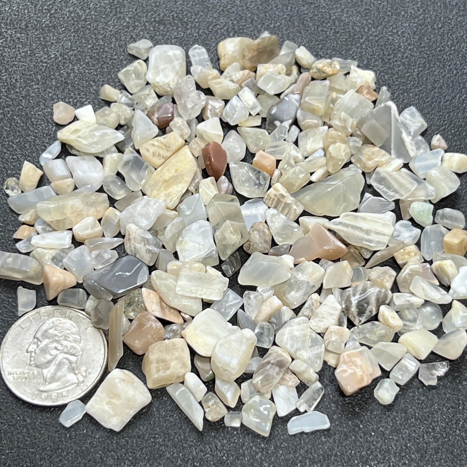 Small Mixed Moonstone Crystal Tumbled Stones (By The Ounce or Pound)