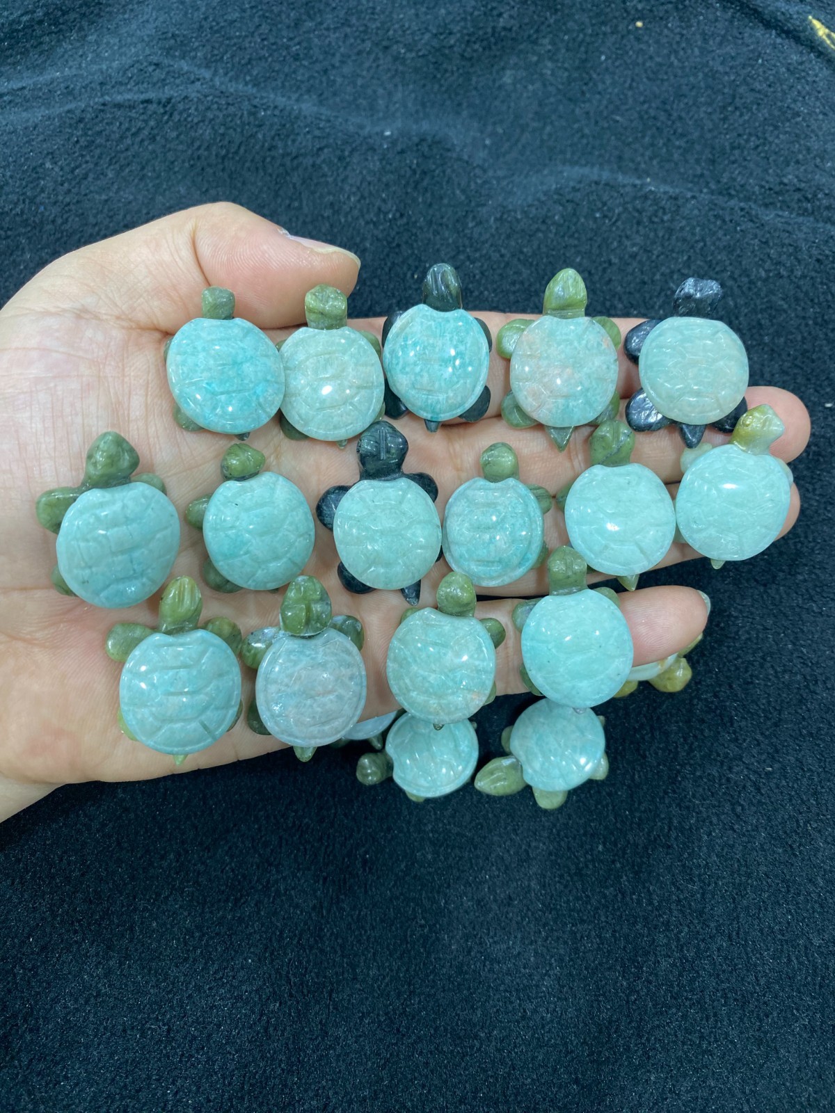 5pc Natural Amazonite quartz crystal carved sea turtle reiki healing gift