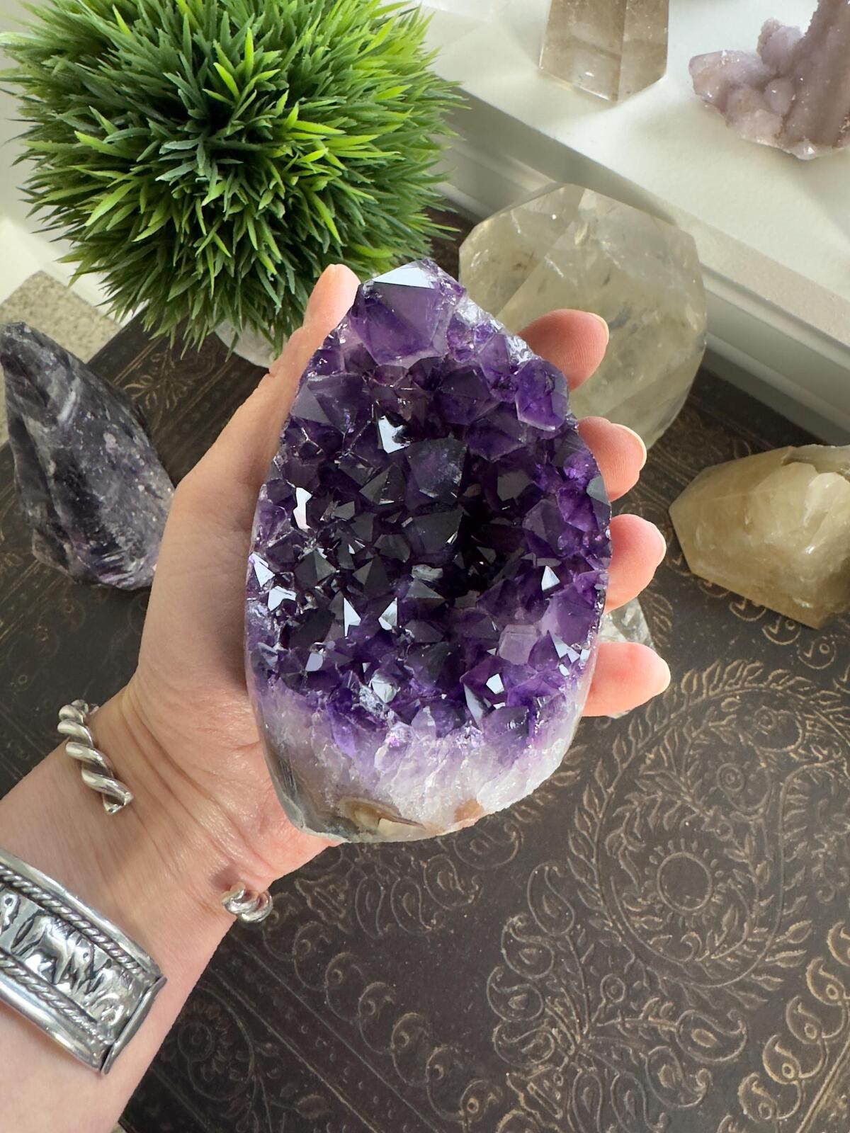 Dark Purple Amethyst Crystal Cluster Geode Grape Jelly Mineral Specimen A86