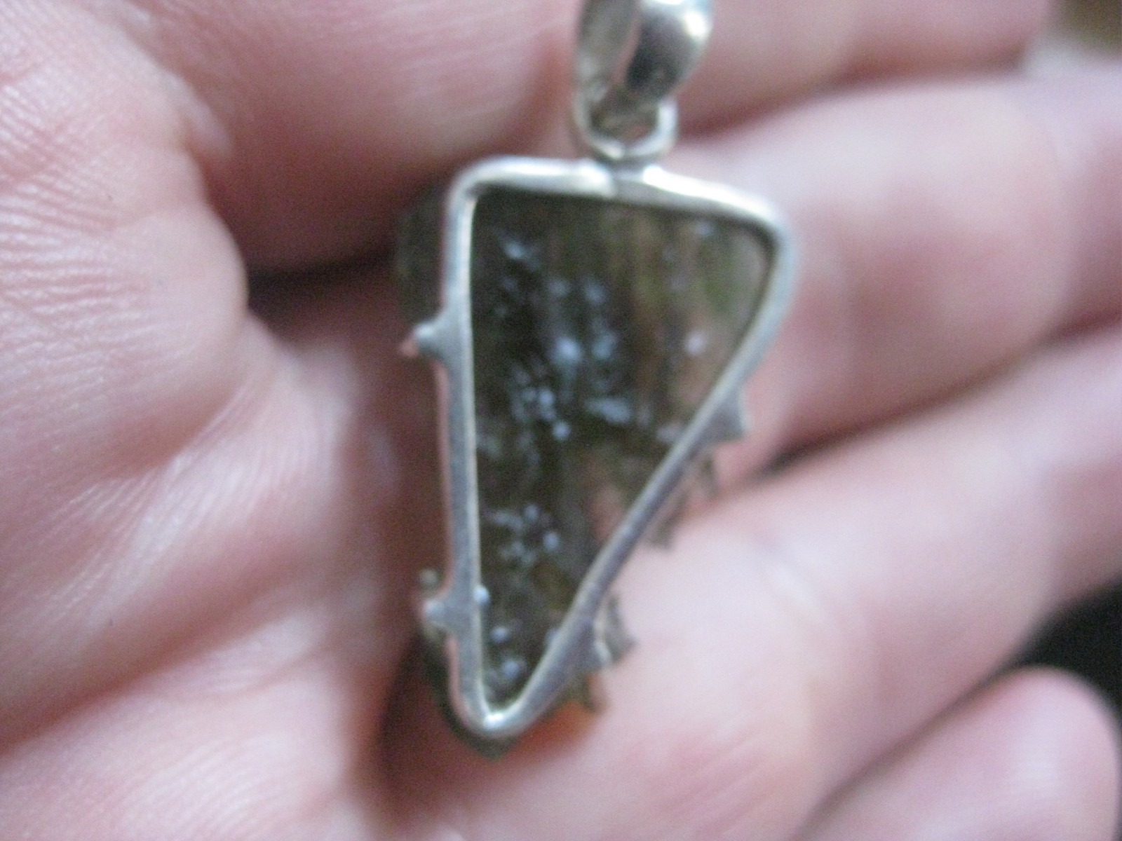 Moldavite pendant Nova Hospode,tektite genuine, Czechia impact glass