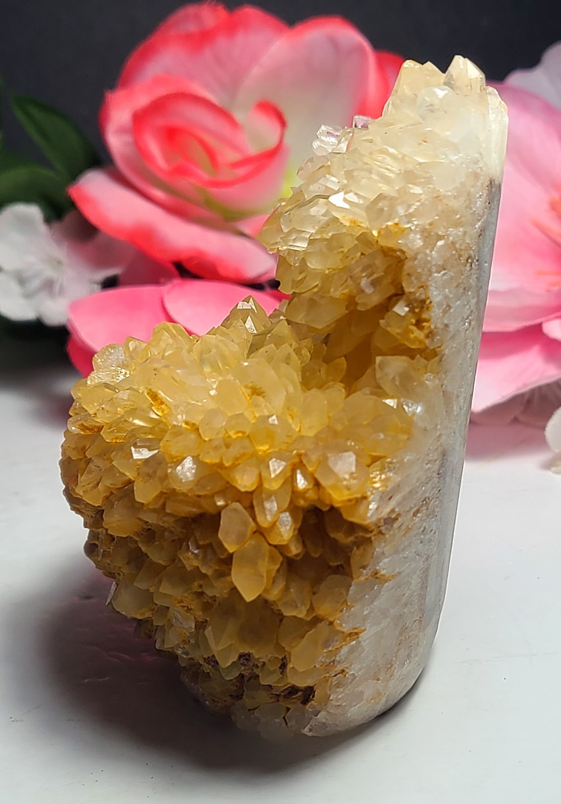 3.7″ 361g Pretty A+ Golden Healer Flower Quartz Crystal Stone Cluster Specimen
