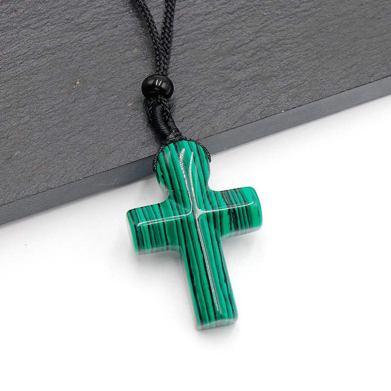 Natural Quartz Crystal Gemstone Crucifix Pendant Healing Reiki Necklace Amulet
