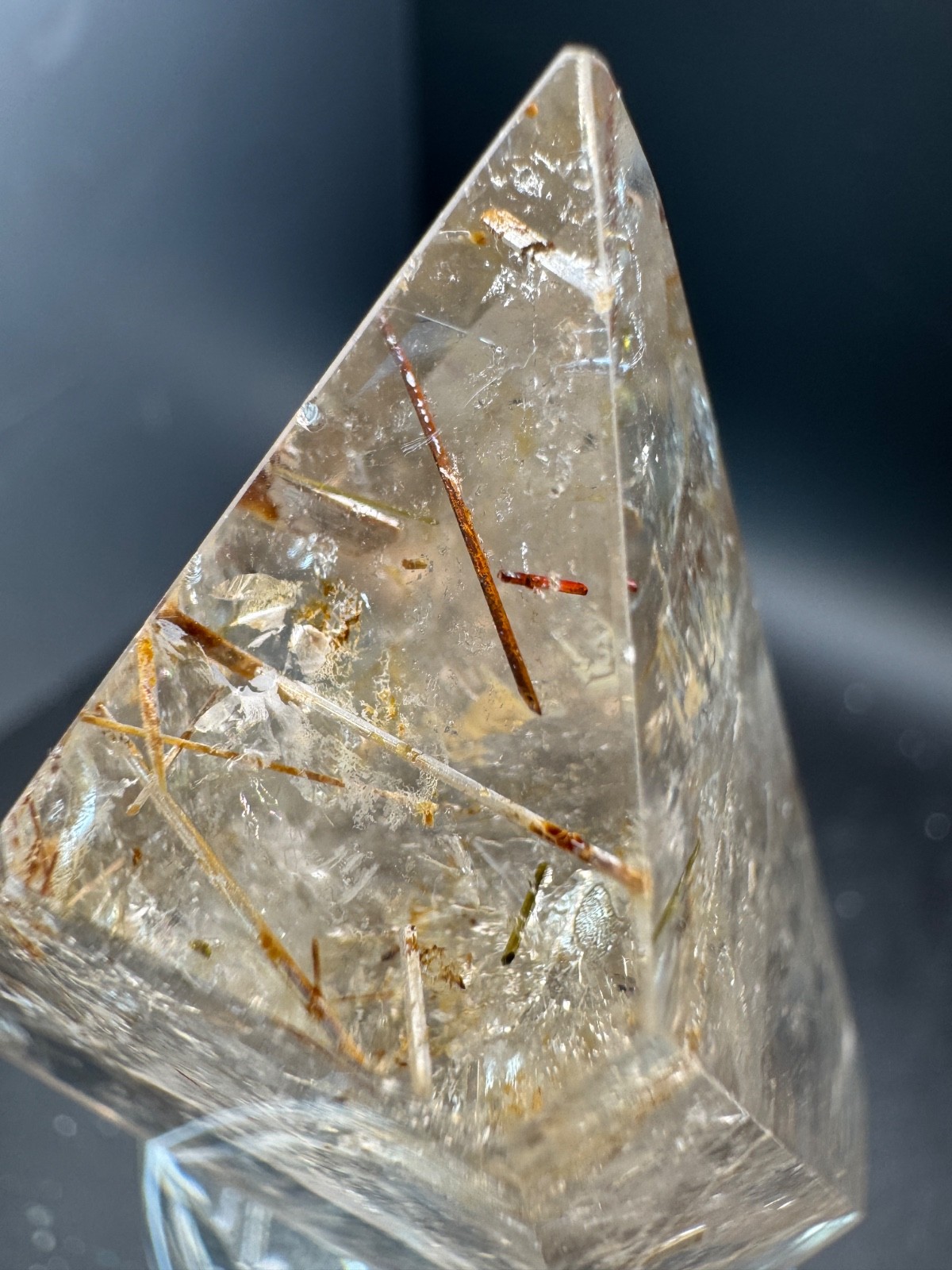 6516 Clear Quartz Free Form with Red and Gold Rutile Brazil 125g