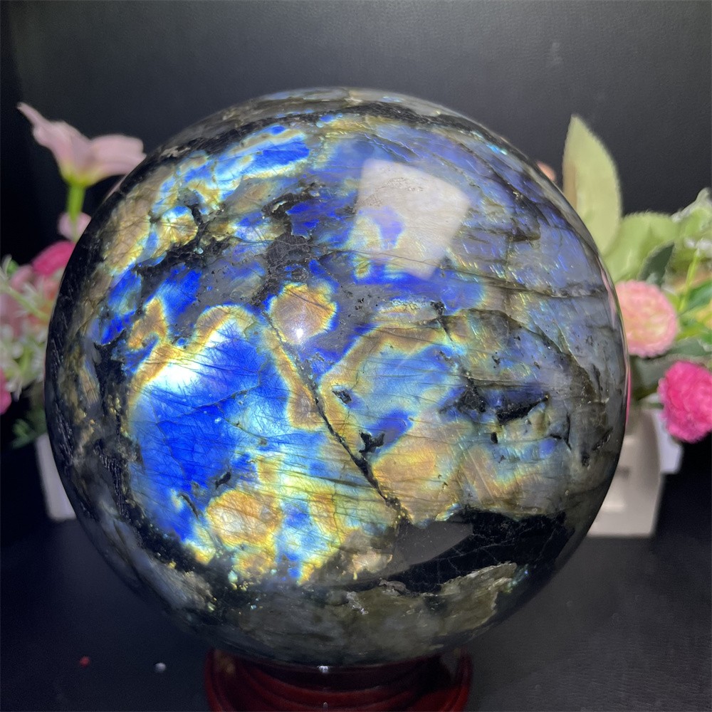 11.1LB 5.5″ Natural Flash Labradorite Sphere Ball Crystal Quartz Mineral Energy