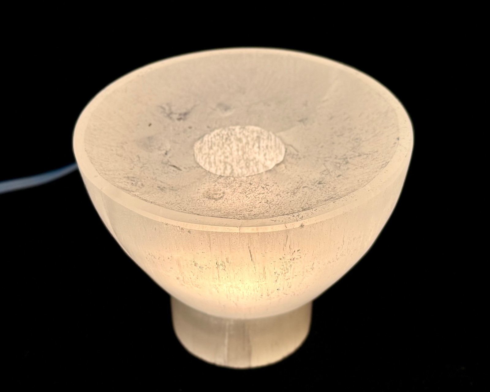 LARGE Selenite Crystal Bowl Lamp With Natural Orange Selenite Chunks