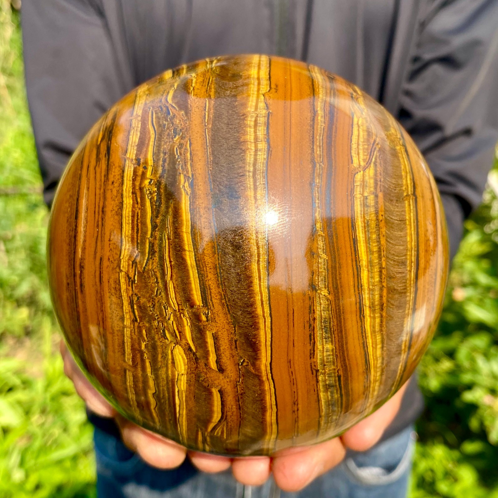 5.79LB Large Natural Tiger Eye Stone Crystal Ball Quartz Healing Sphere Décor