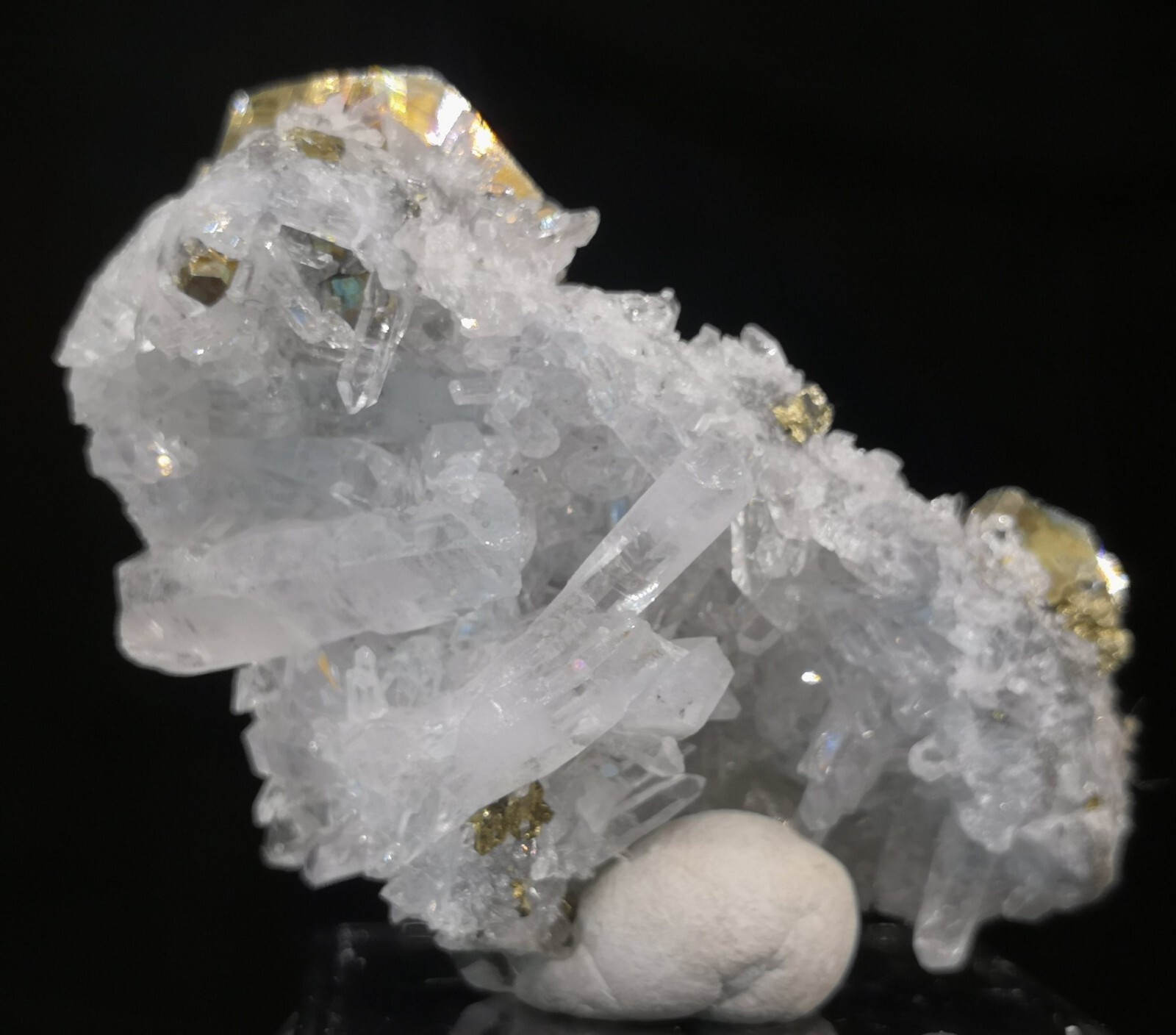 52mm 36g Bright Golden Pyrite with Quartz, Natural Mineral
