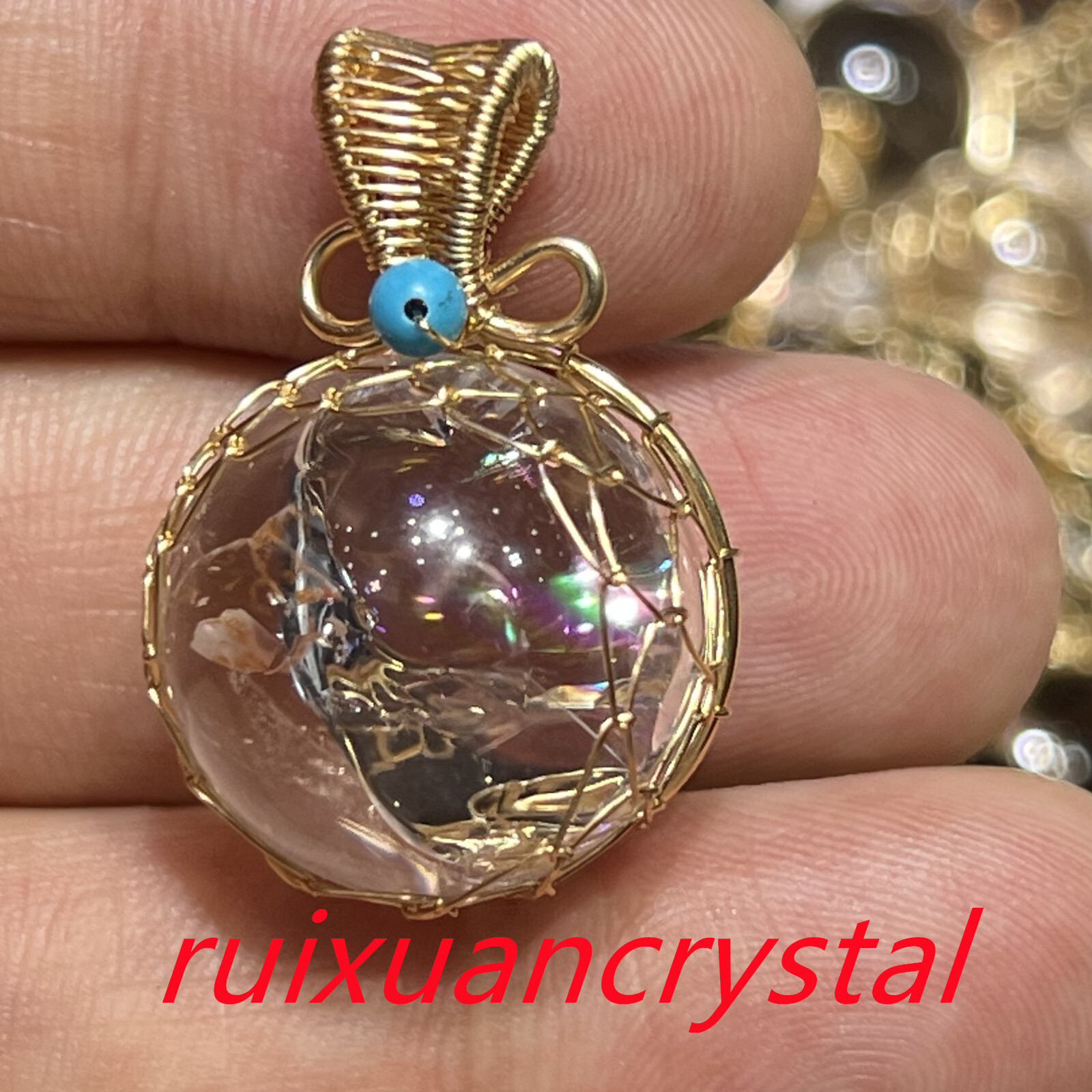 1PC Natural clear crystal Quartz sphere Rainbow Crystal Ball pendant Healing