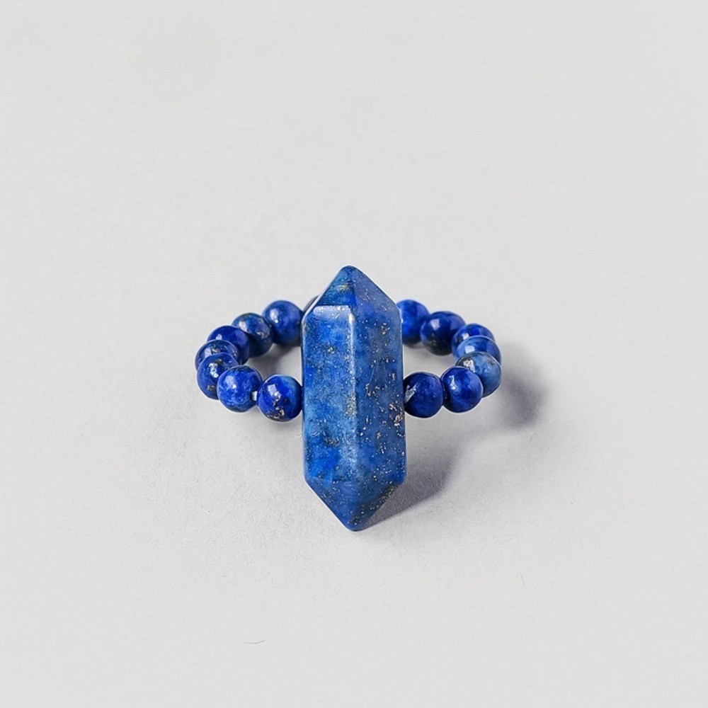 Natural Crystal Beaded Double Terminated Point Ring Healing Chakra Jewelry Gift