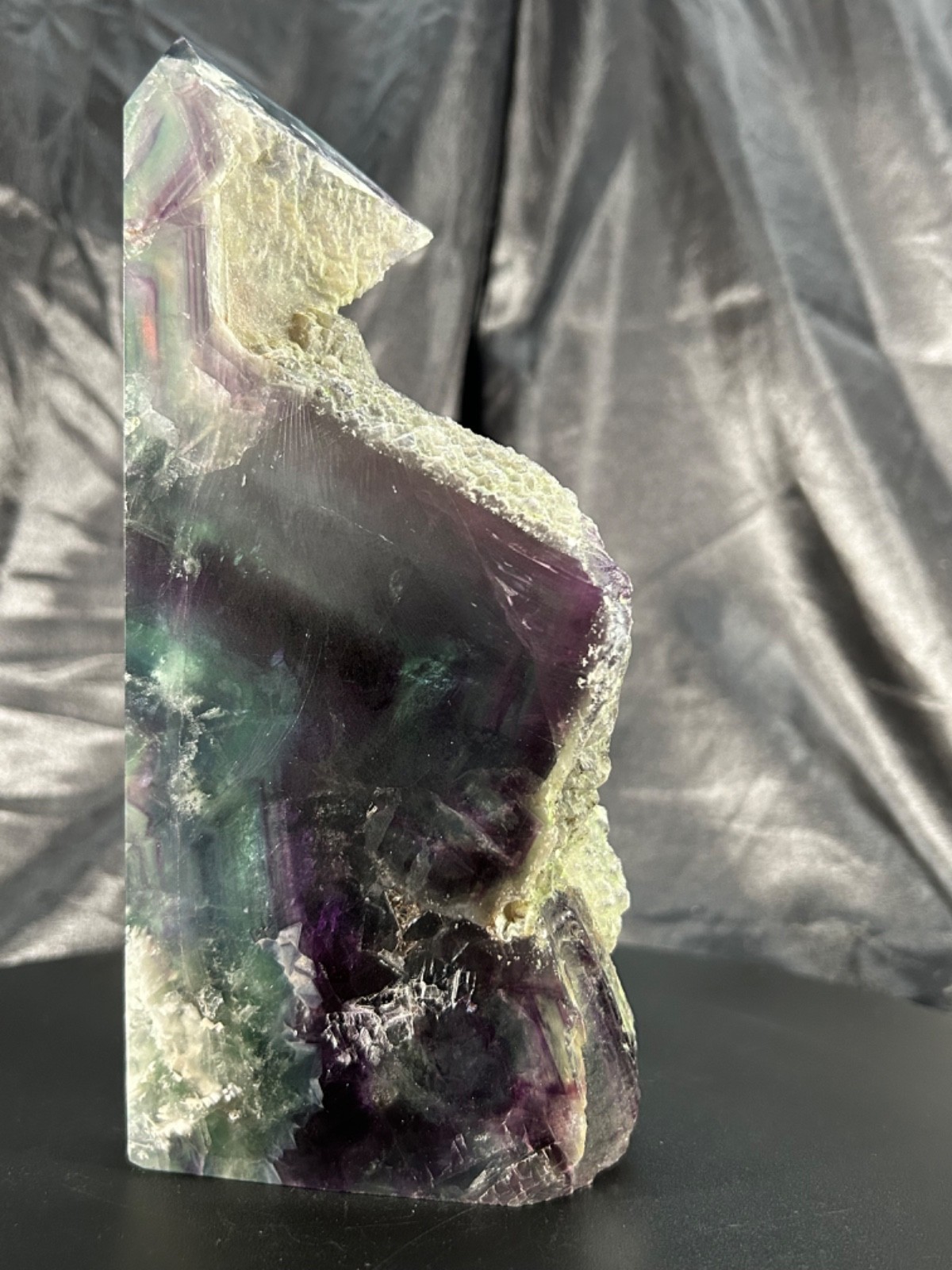 7.5″ Rainbow Fluorite 4 Polished side/1 Raw Side Tower Freeform 2lb 8.7oz