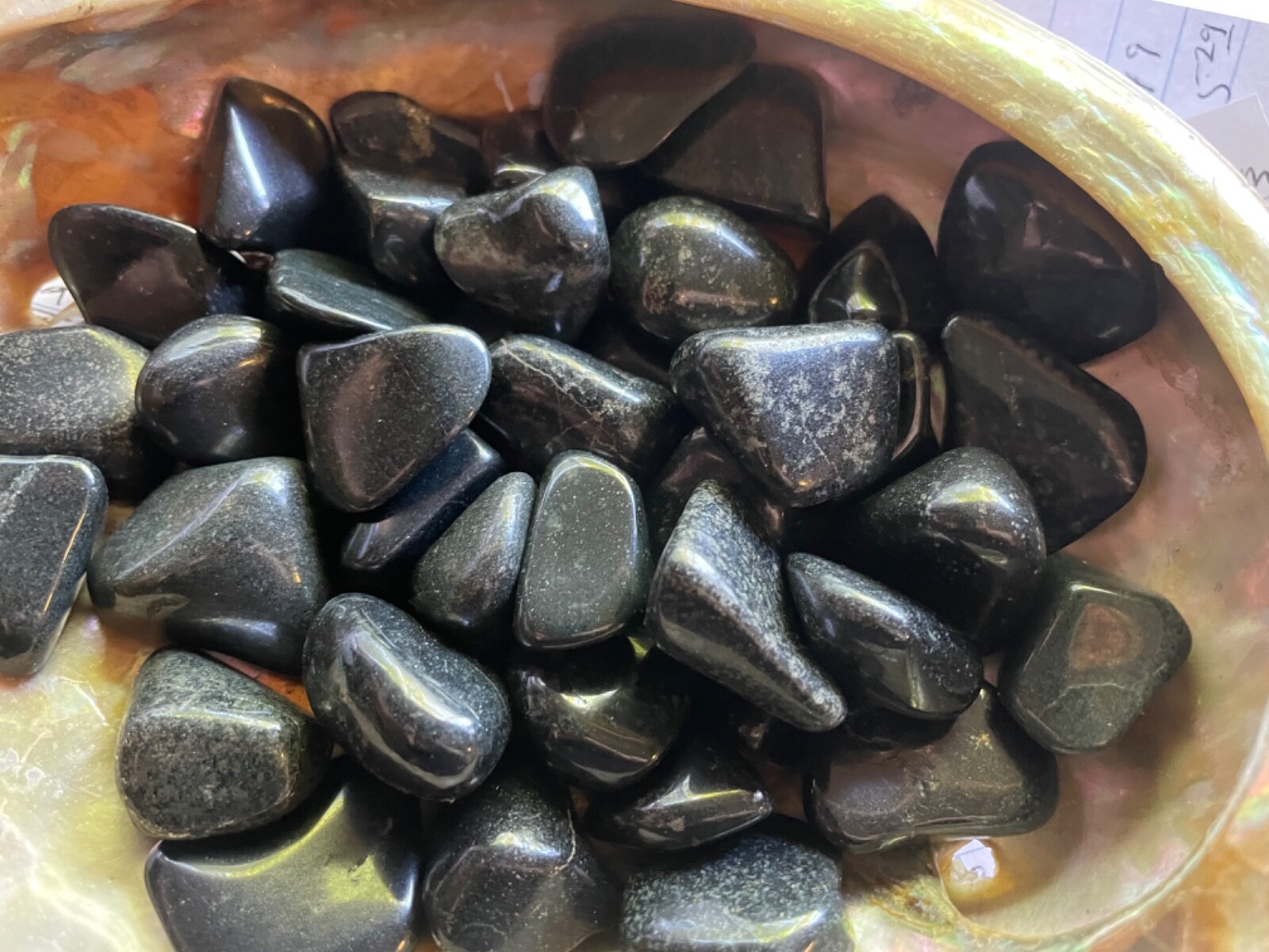 6X Black Lemurian Jade Tumbled Stones 20-25mm Reiki Healing Crystals Past Abuse