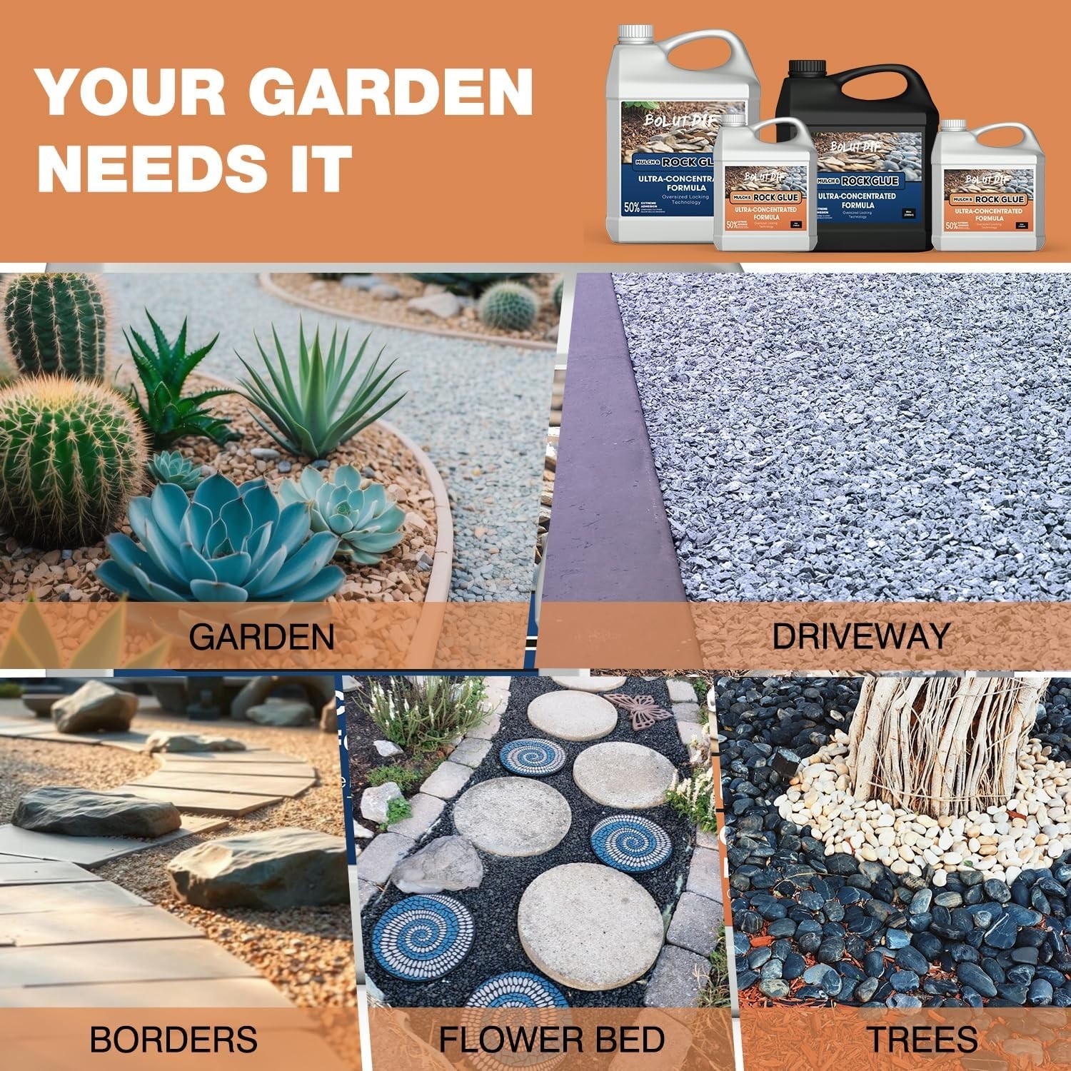 68 OZ Mulch Glue for Landscaping, Rock Glue for Landscaping and Stabilizing Mulc
