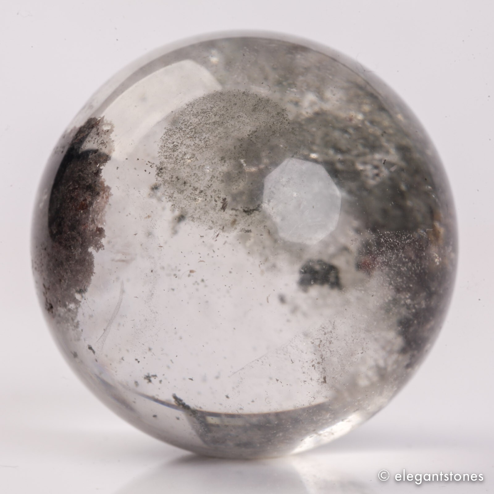 58g34mm Natural Garden/Phantom/Ghost/Lodolite Quartz Crystal Sphere Healing Ball