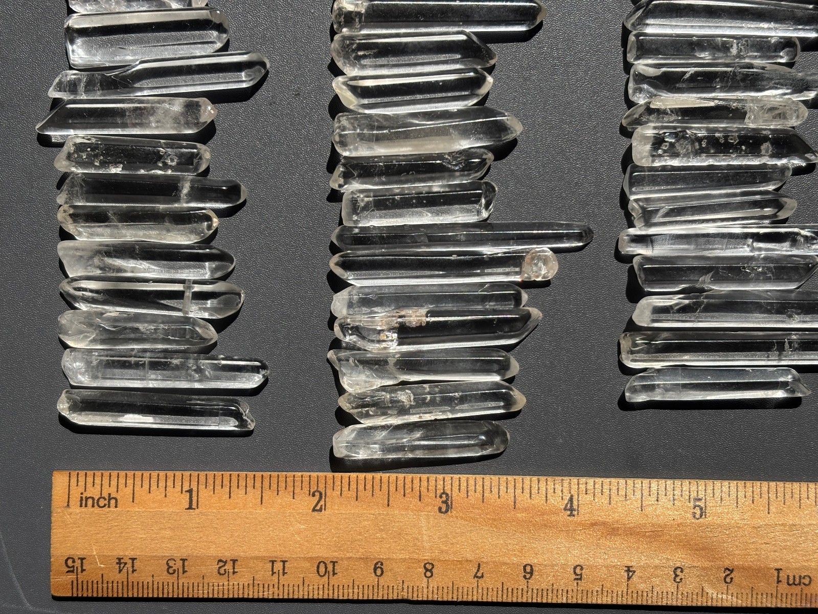 100pcs Bulk Thin Lemurian Polished Clear Quartz Crystal Points Wand Specimens