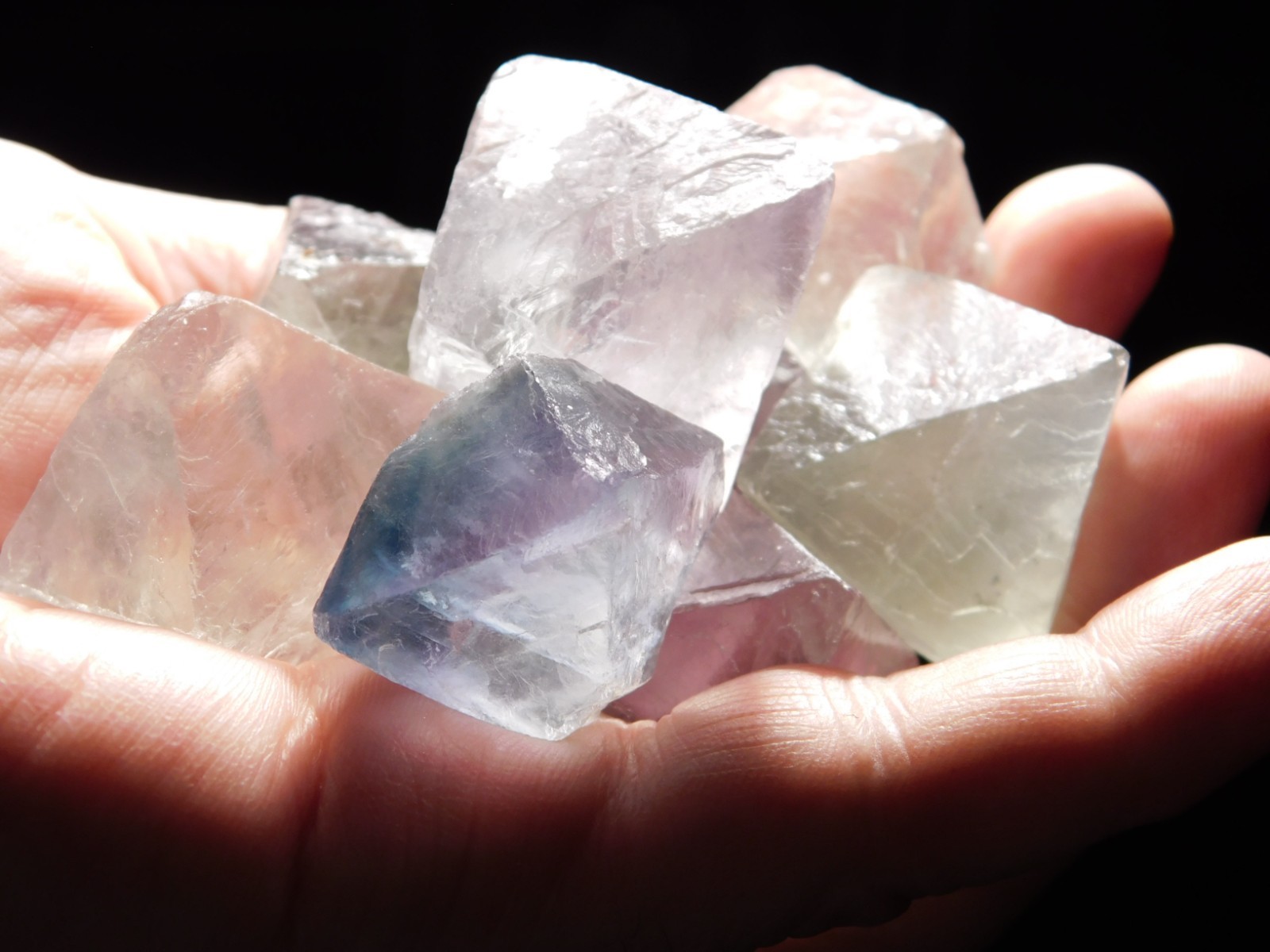 Big Lot of EIGHT! Translucent Octahedron FLUORITE Crystals From China 346gr