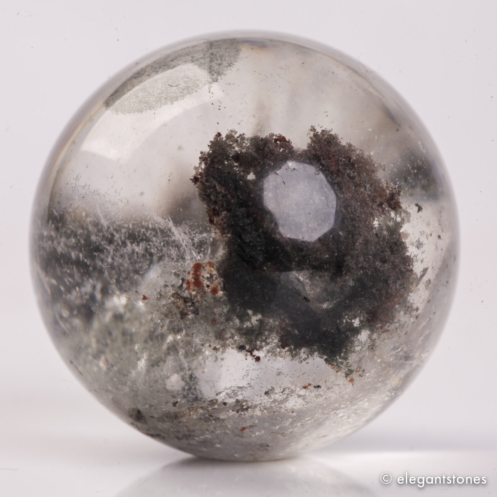 58g34mm Natural Garden/Phantom/Ghost/Lodolite Quartz Crystal Sphere Healing Ball