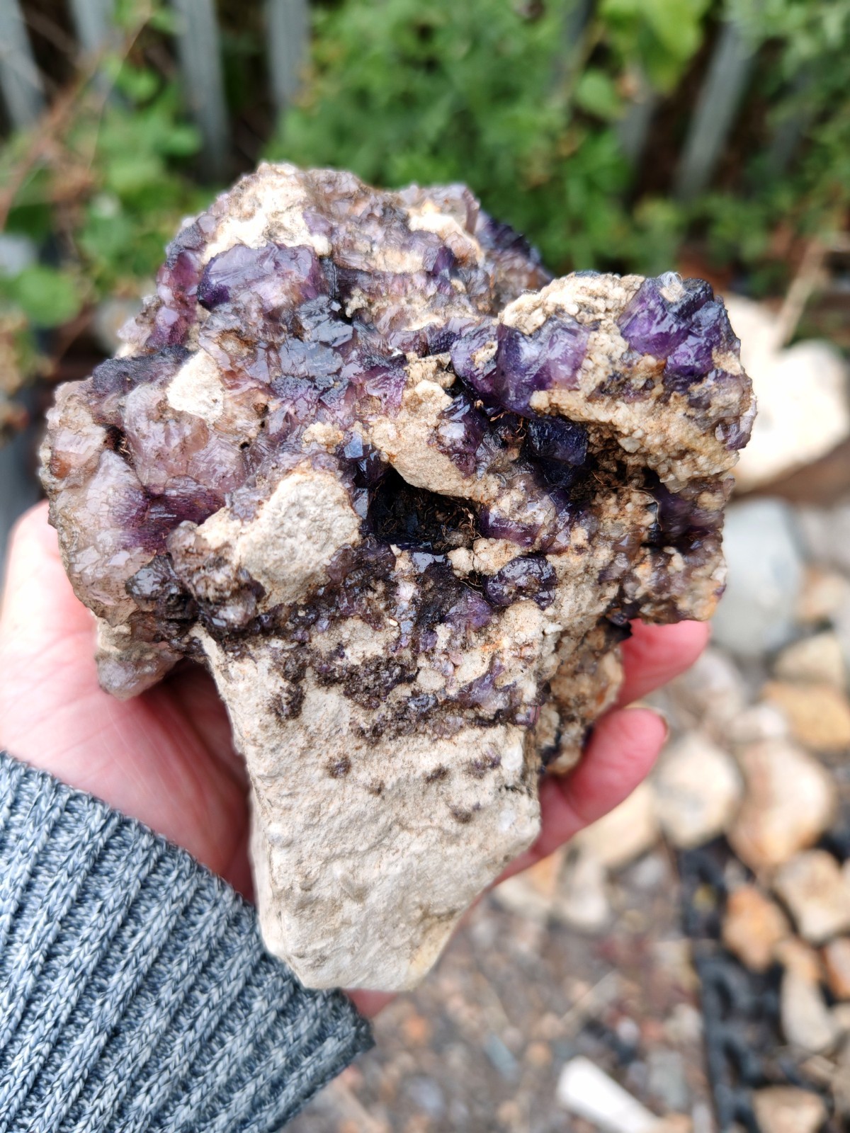 Blue John Fluorite Large Raw Crystal Cluster On Fossil Matrix