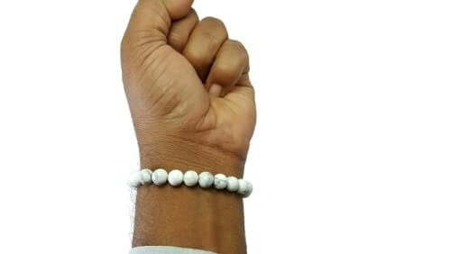 Howlite Smooth Round Gemstone Beads Elastic Cord Bracelet 8 mm size