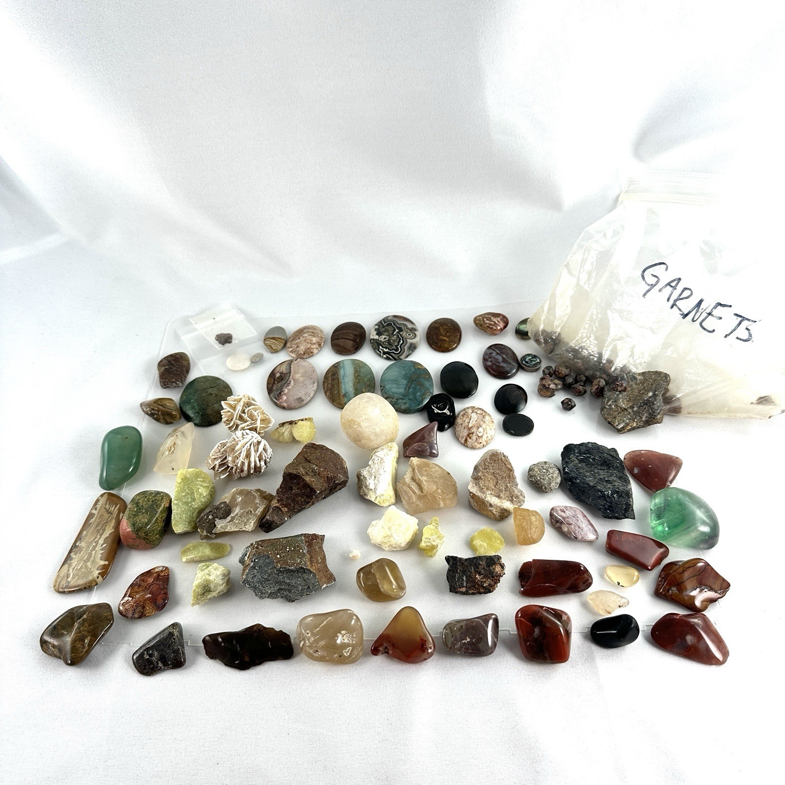 Mixed Lot Polished Rocks & Rough Gemstone Mix Red Garnet Crystal