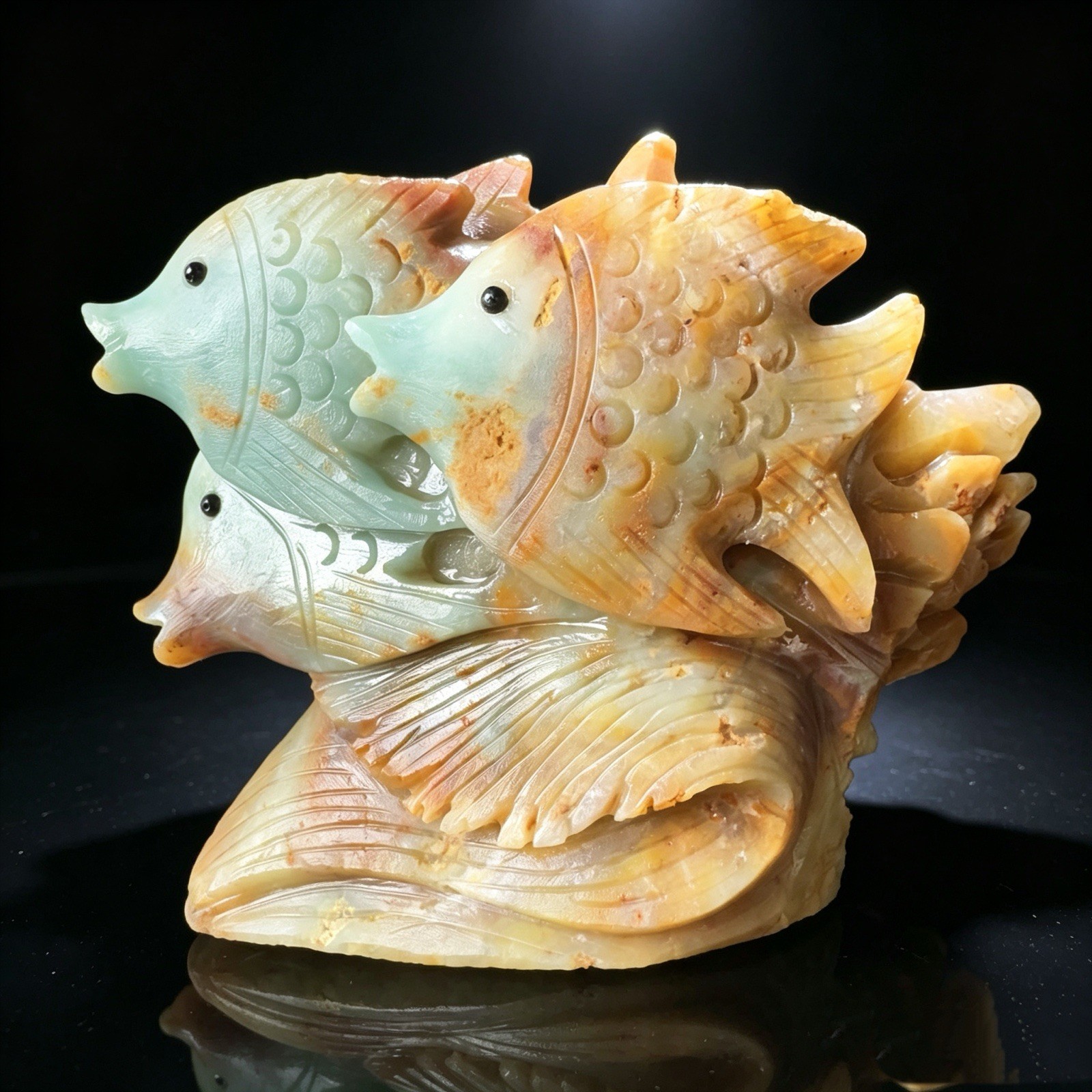 Hand Carved Natural Amazonite Octopus Figurine Stone Sea Creature Sculpture