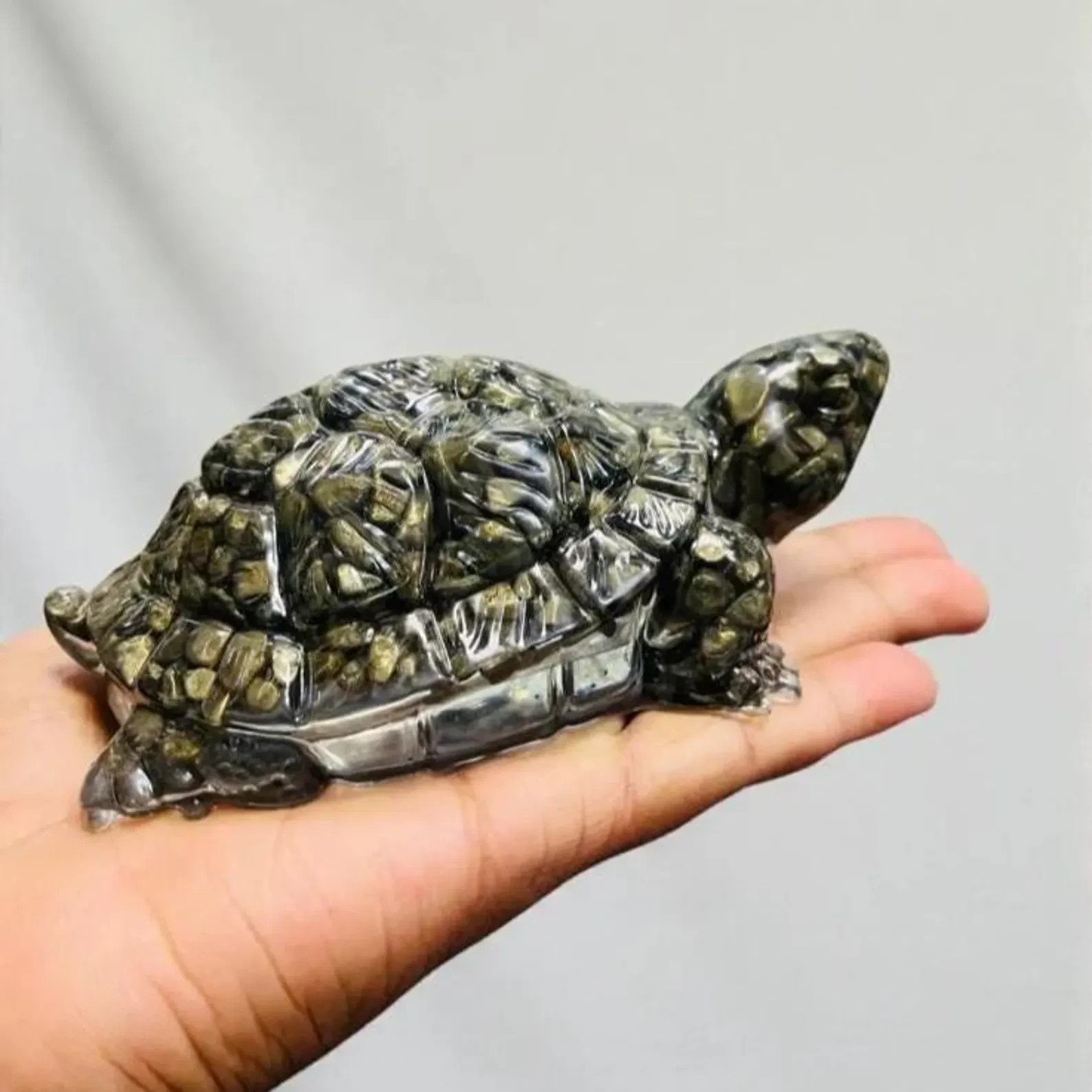 Pyrite Orgone Crystal Turtle Feng Shui Tortoise Wealth Decor Gift