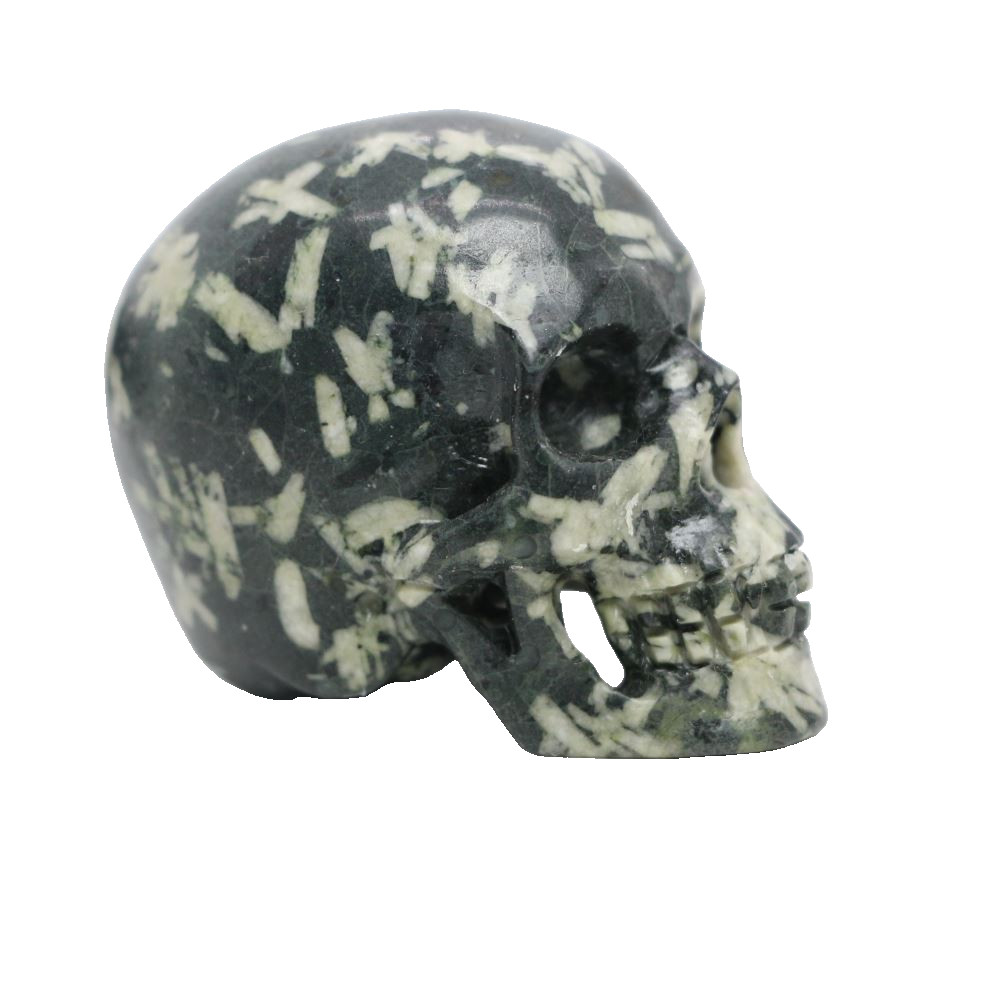 2″ SNOWFLAKE STONE Carved Crystal Skull Realistic Healing Randomly Send 1pc