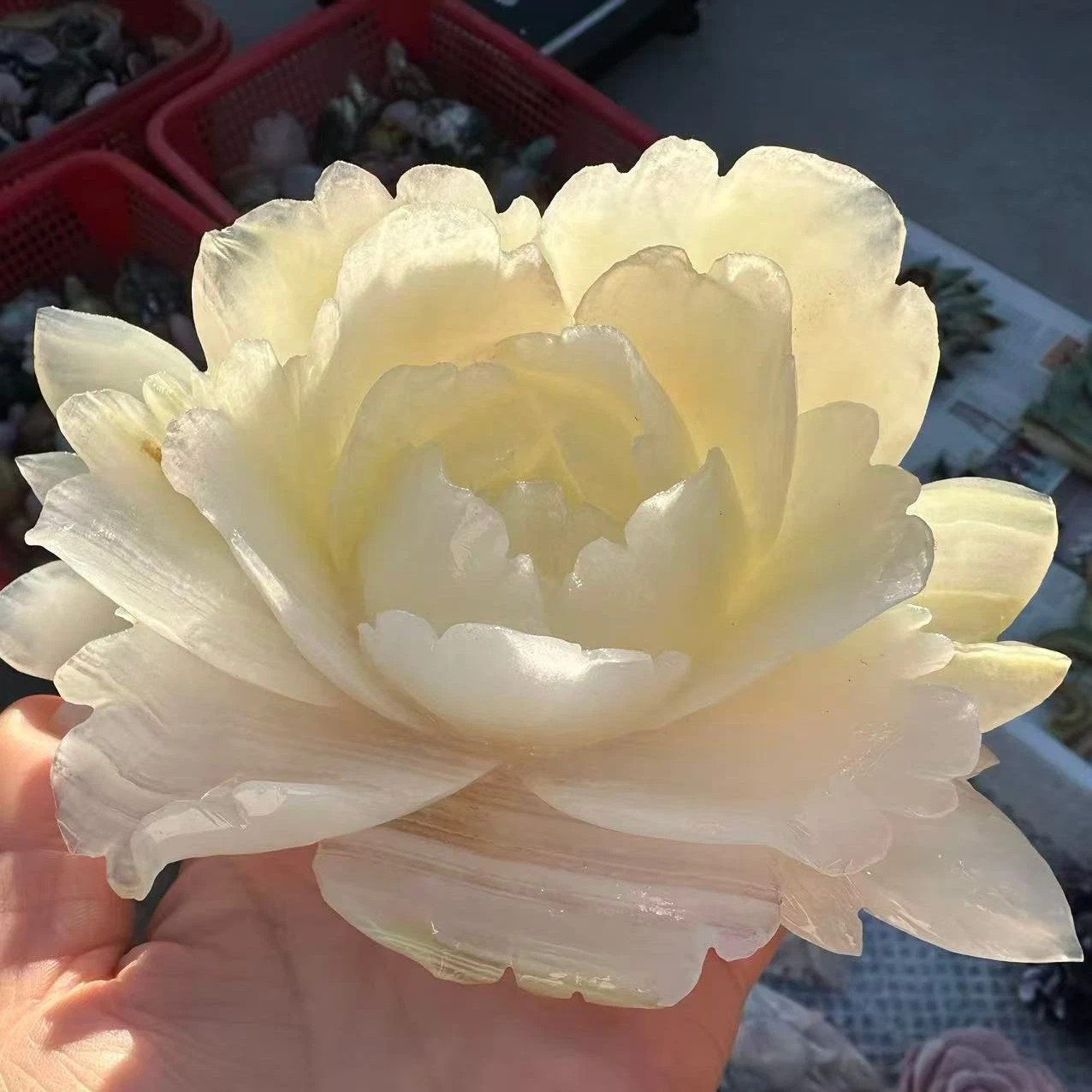 1pc Natural White Quartz Carved Flower Skull Crystal Reiki Healing Decor Gift