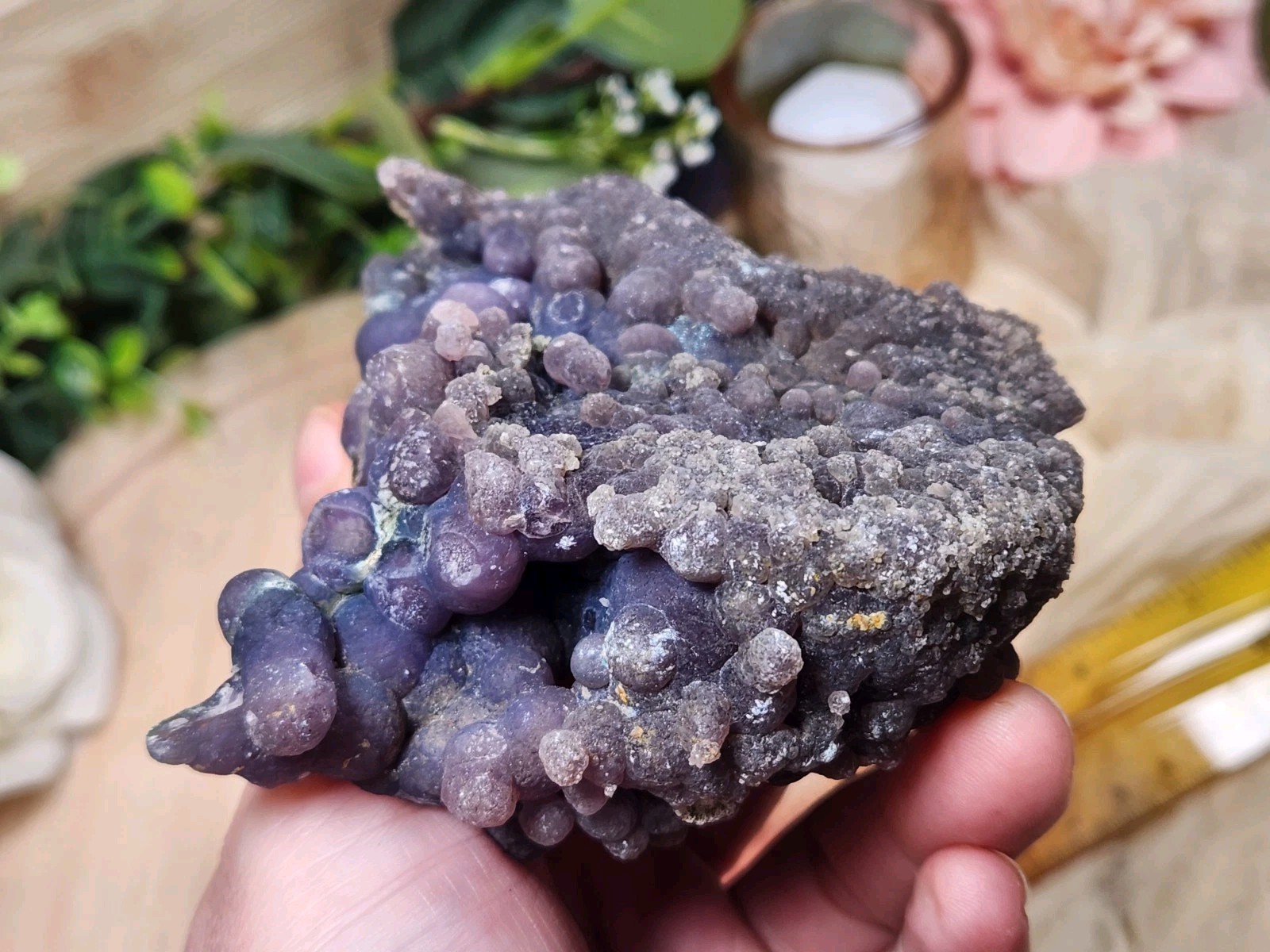 236g Large Purple Grape Agate Crystal Cluster, Botryoidal Chalcedony, INDONESIA