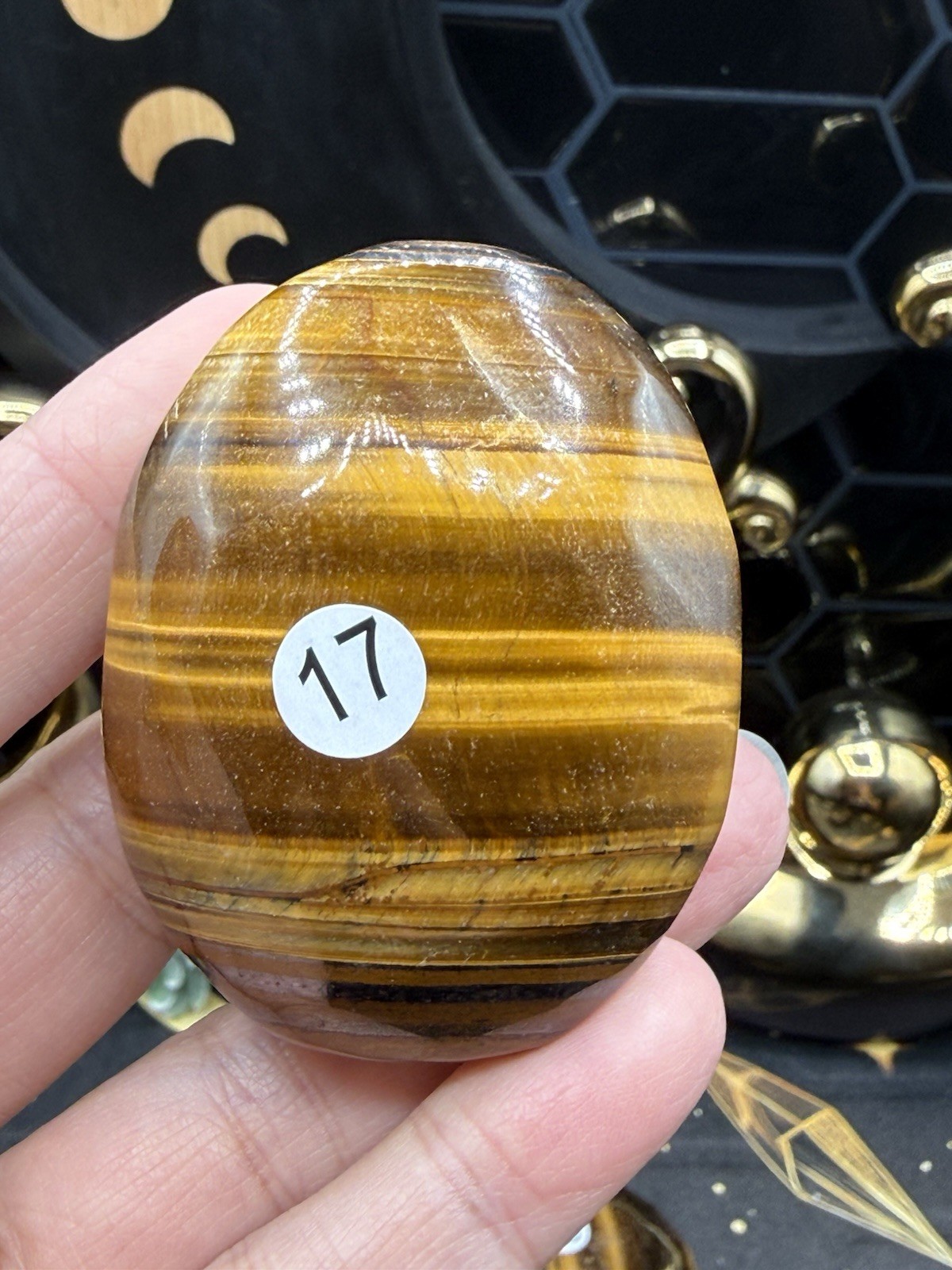 Natural Yellow Tigers Eye Palmstones Free shipping