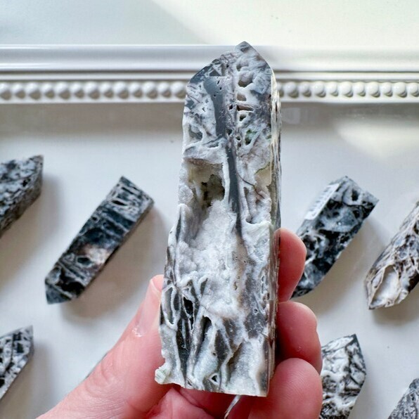 Natural Sphalerite Druzy Chalcedony Healing Crystal Tower Wand Reiki Obelisk