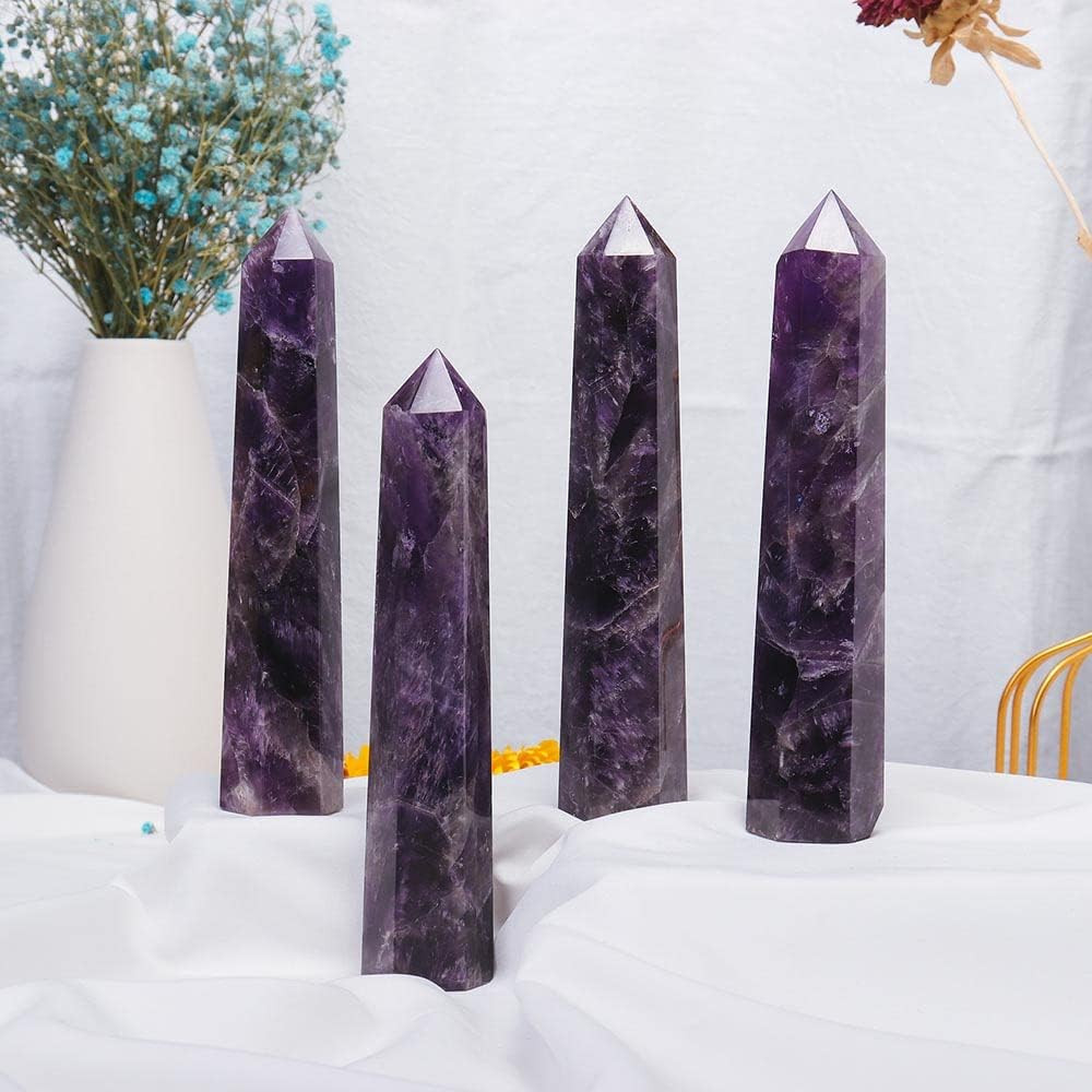 Amethyst Large Crystal Tower Natural Dream 5.9″-6.3″ 6 Faceted Single Point Chak