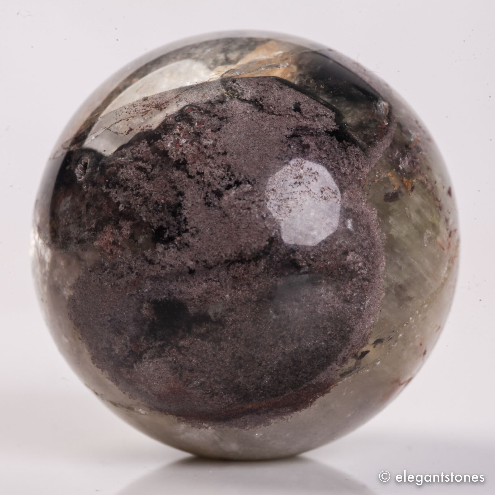 58g34mm Natural Garden/Phantom/Ghost/Lodolite Quartz Crystal Sphere Healing Ball