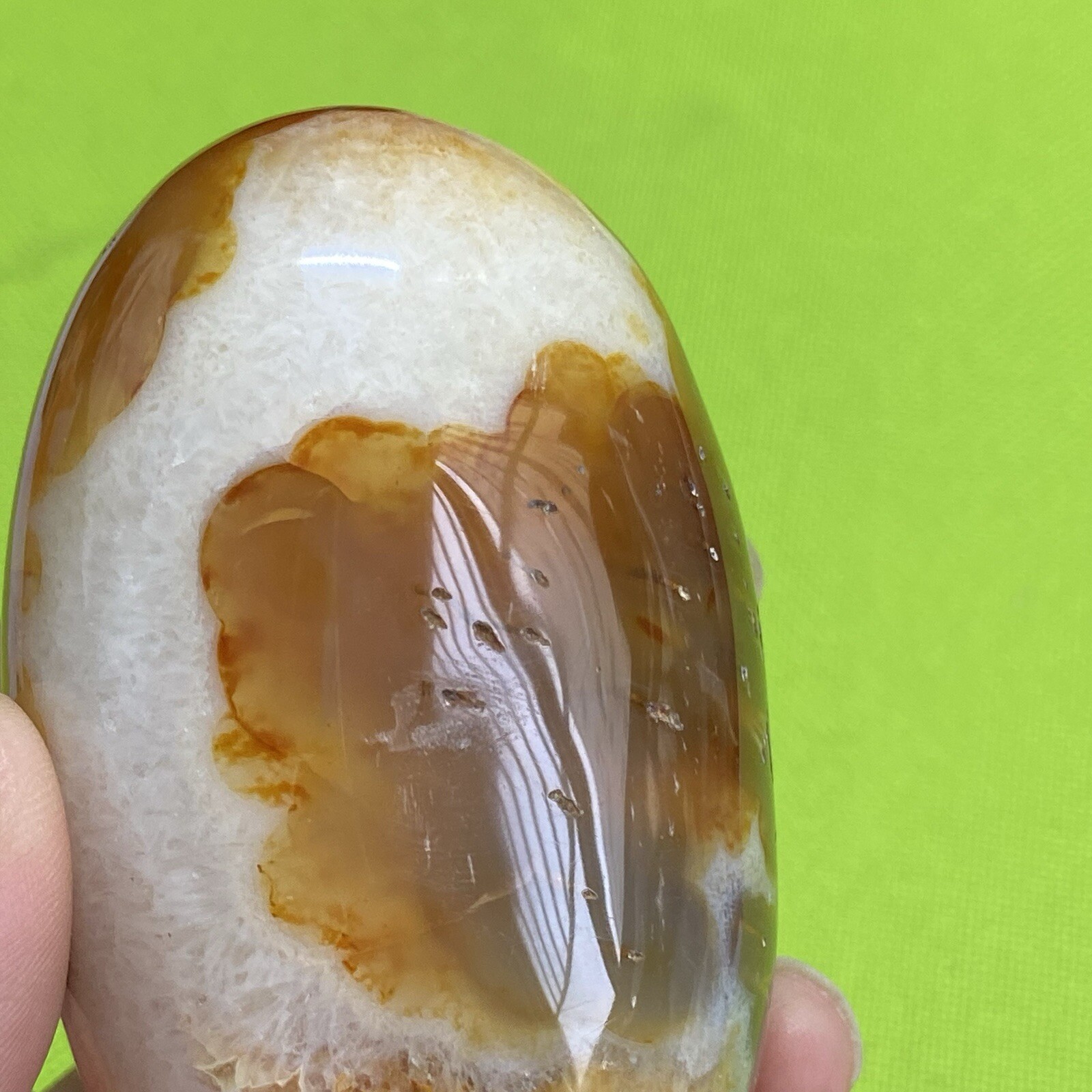 77mm242g Beautiful Patterns Red Agate Carnelian Palm Stone Reiki Crystal Md Y098