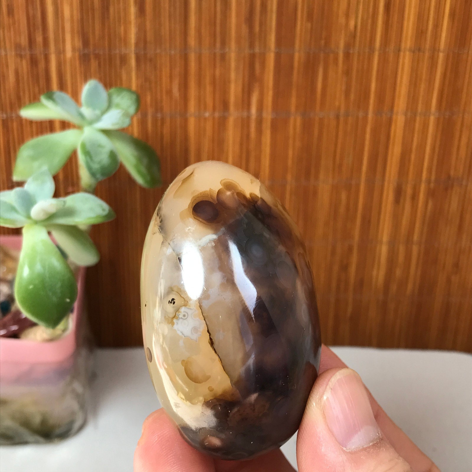 63-48-35mm Natural aquatic plants agate pretty Crystal specimens 145g A1882