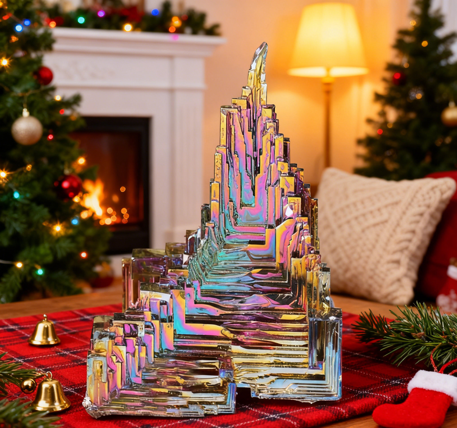 Rainbow Aurora Bismuth Quartz Crystal Geode Mineral Specimen Bismuth Ore Tower