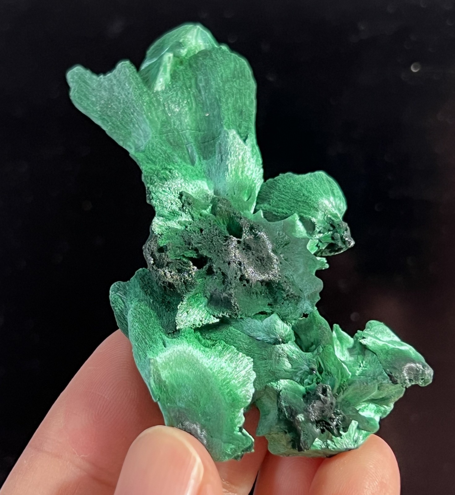 73mm BOTH SIDES Beautiful Fibrous Malachite, Natural Mineral Specimen
