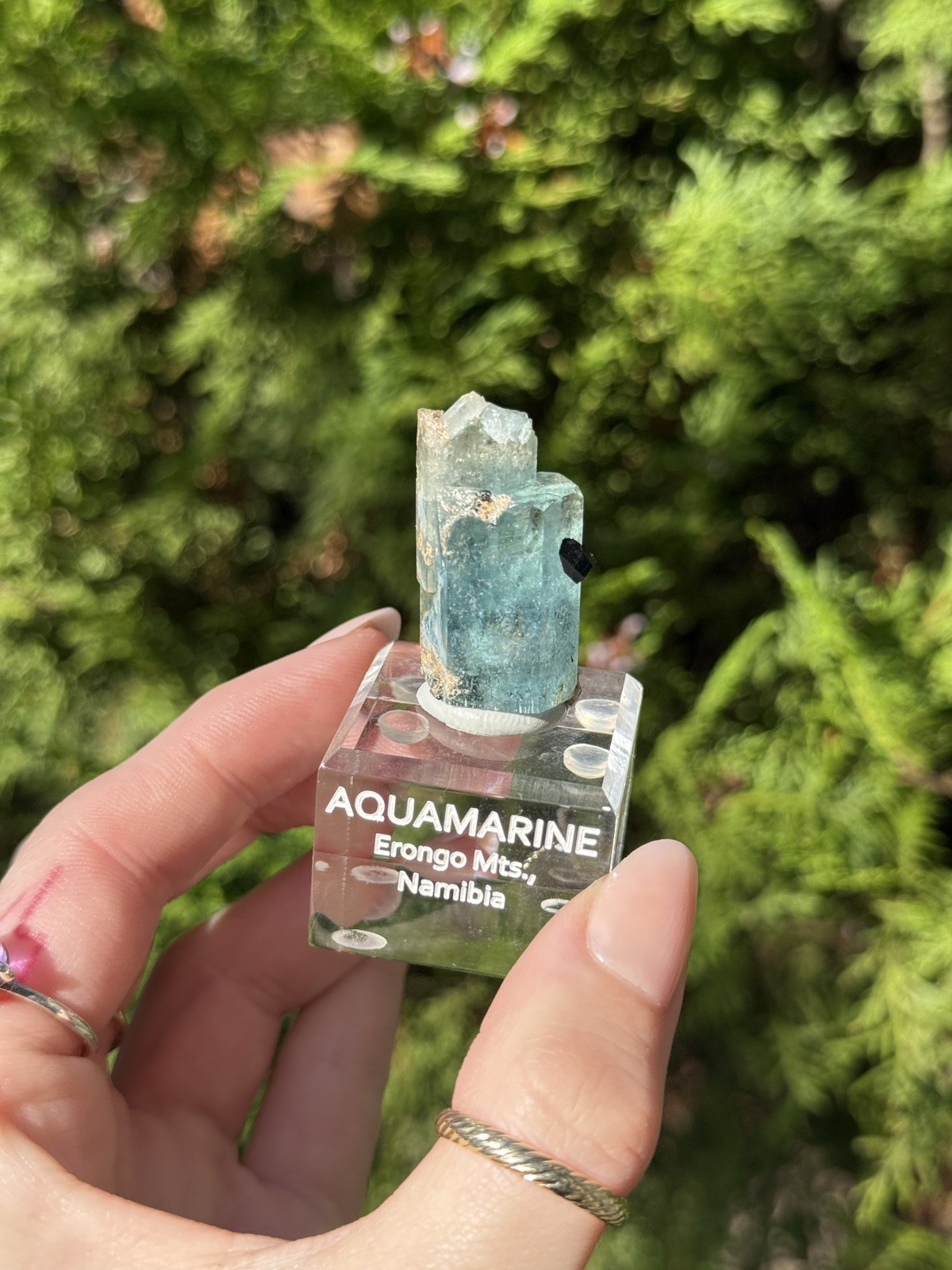 Aquamarine from Namibia with Stand