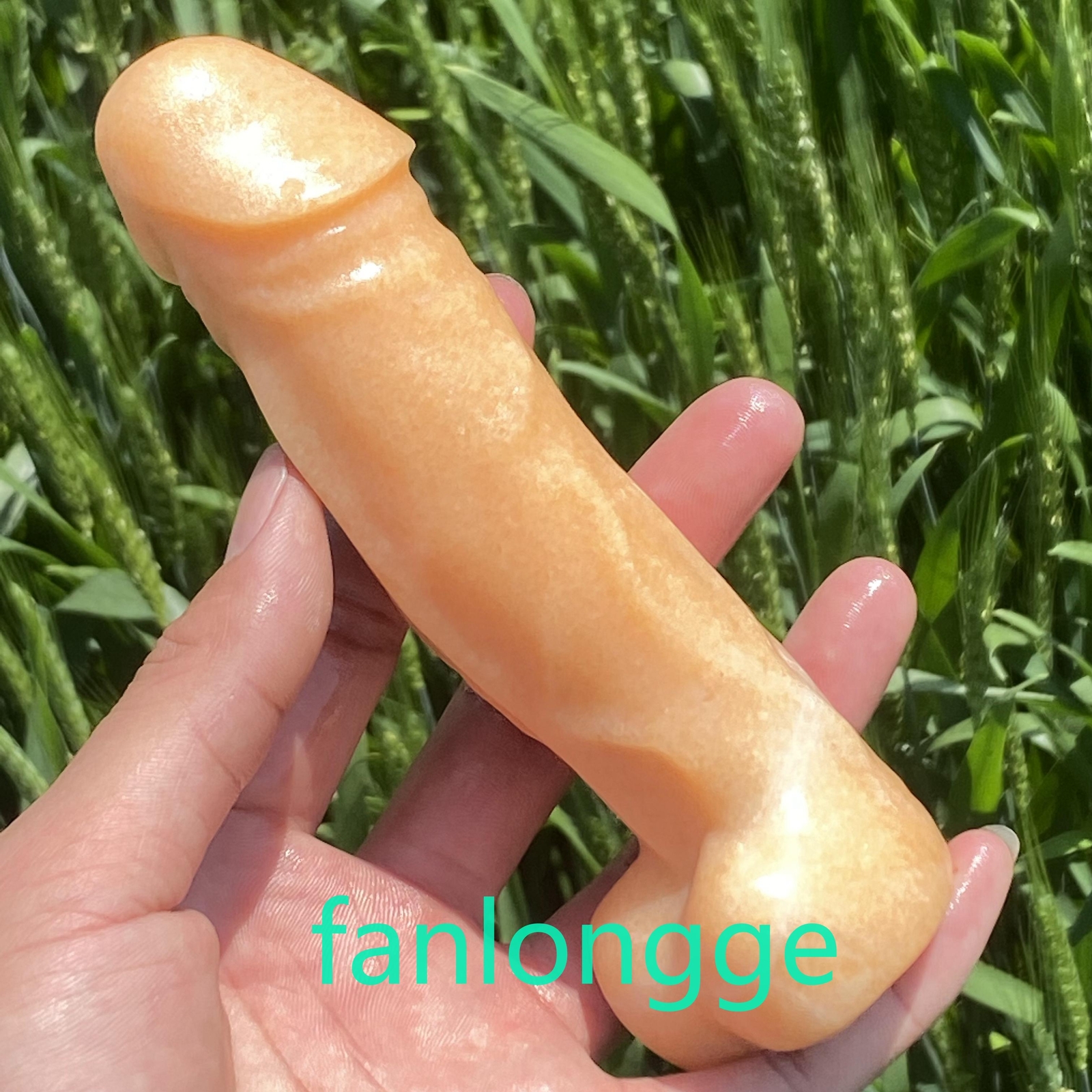 5.7″ Natural Sunstone Male Penis Quartz Crystal Skull Massager Reiki Gem 1PC