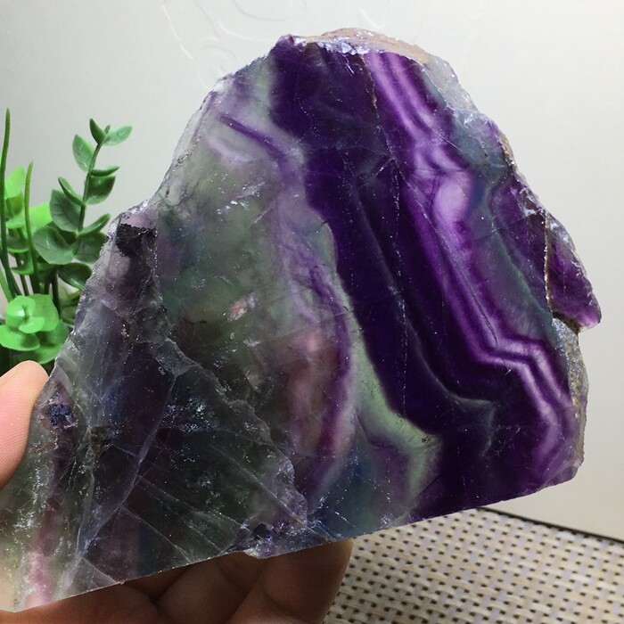 290g rainbow fluorite stone slice Mineral specimen home decor b7043
