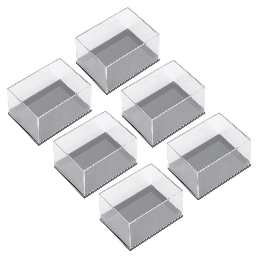 6pcs Transparent Boxes Plastic Showing Boxes Mineral Specimen Box for Shop Home