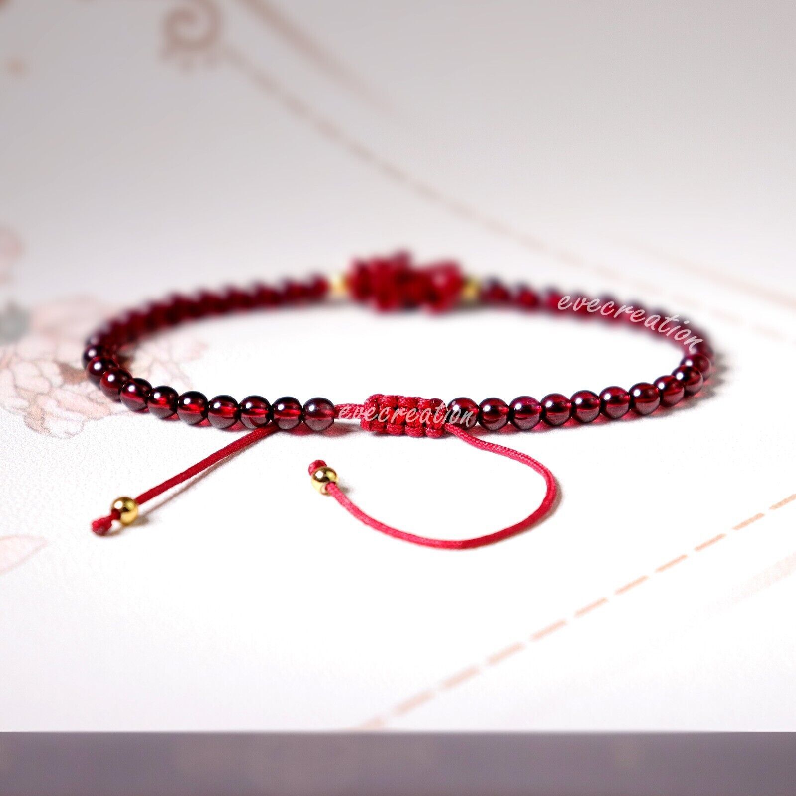 Garnet Small Beads Pixiu Charm Handmade Braided Women Men Luck Stone Bracelet