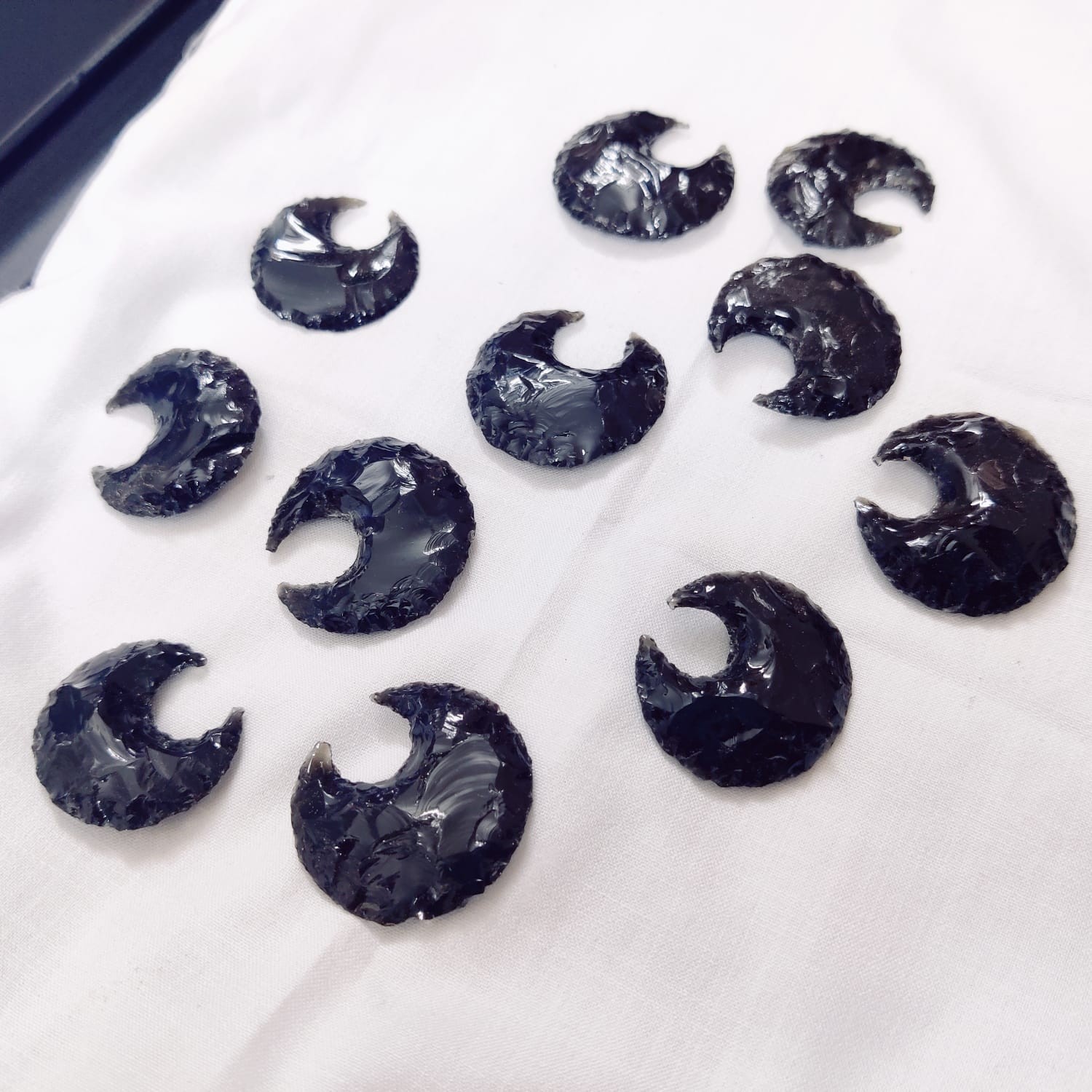 Bulk Obsidian Moon Crystal, Carved Crescent Obsidian Gemstone, Moon Pendant