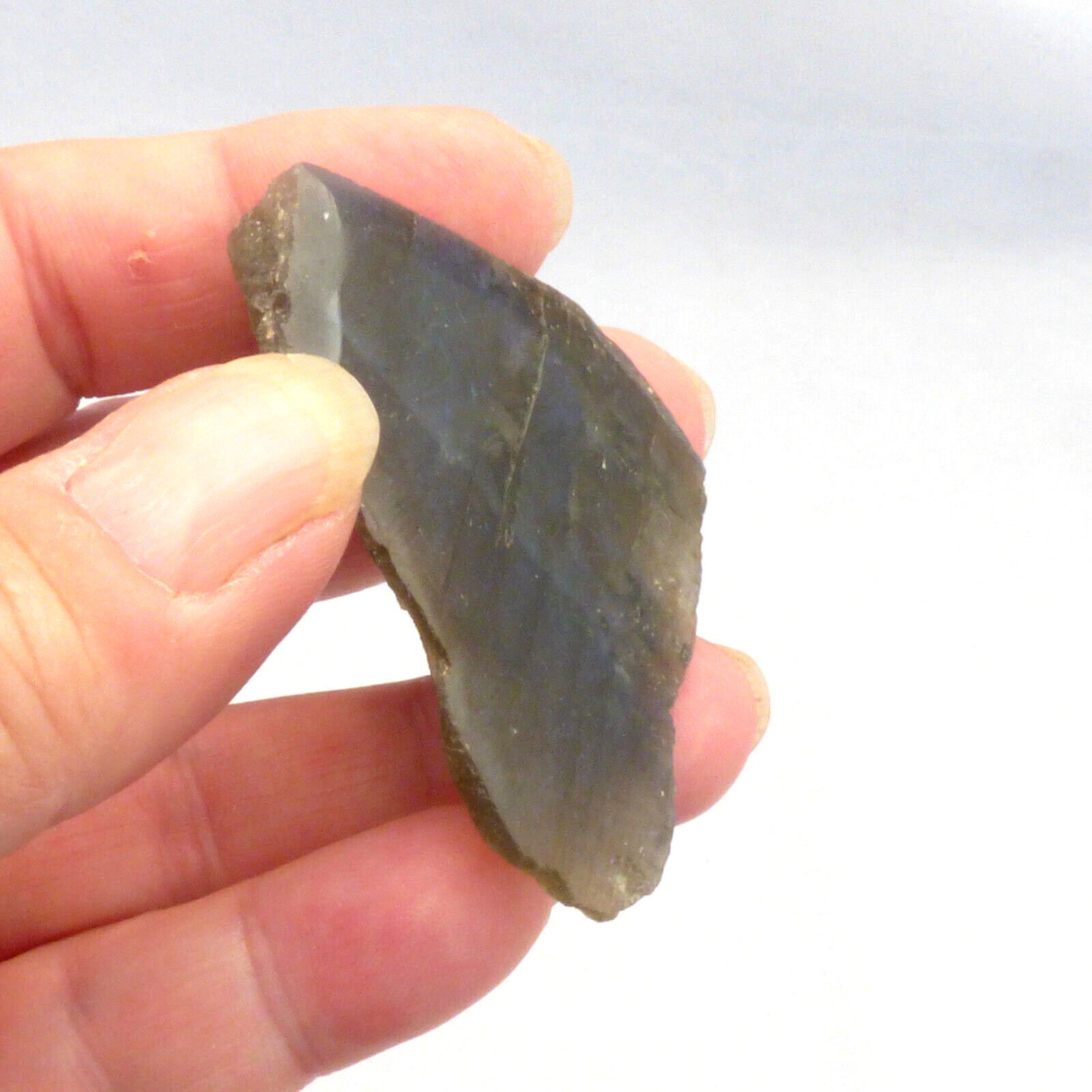 Labradorite Slice Blue Flash Iridescent Lustre Semi Polished Piece 5.5cm 40g